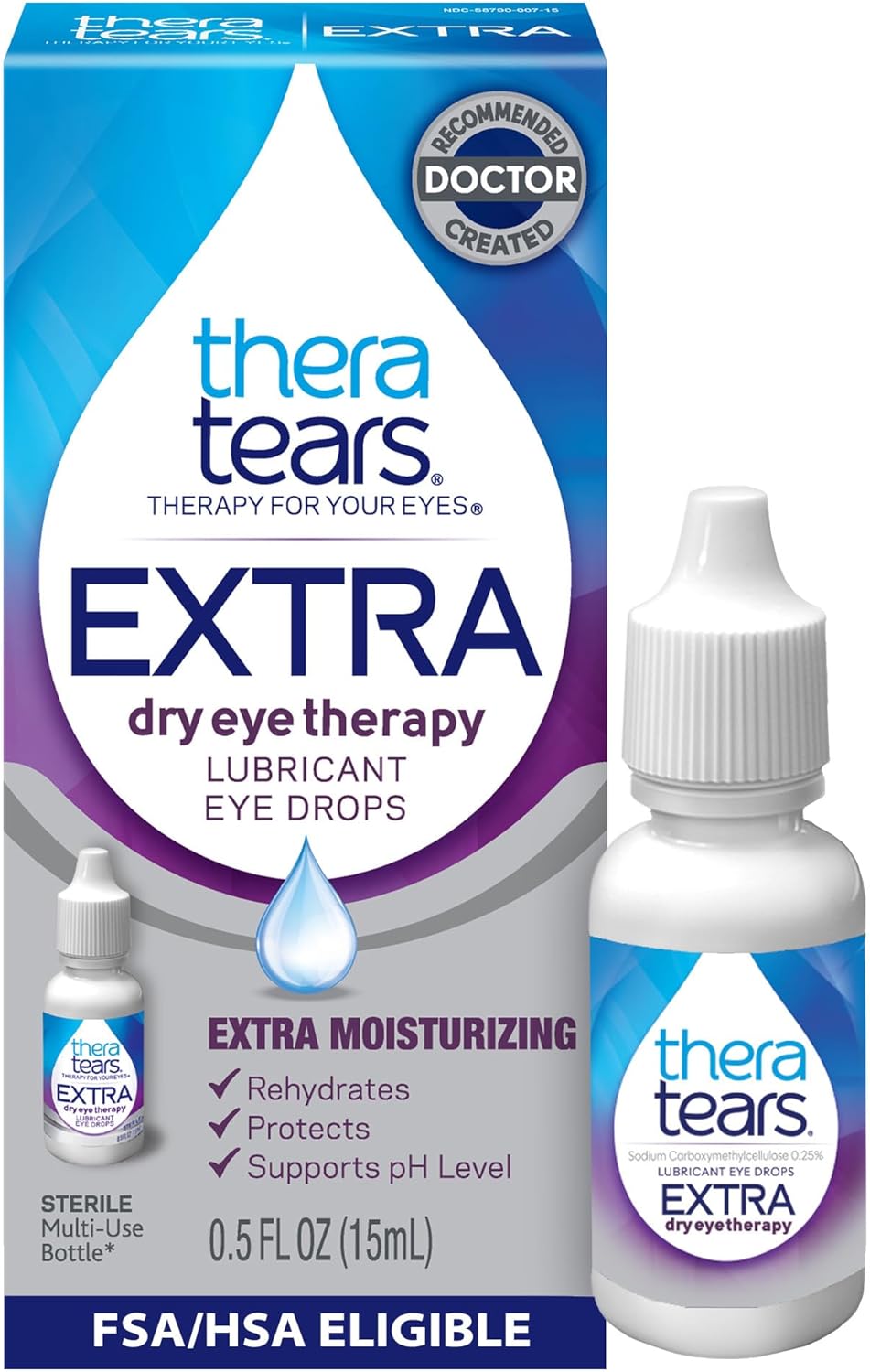 TheraTears Extra Dry Eye Therapy Lubricating Eye Drops for Dry Eyes, 0.5 Fl Oz