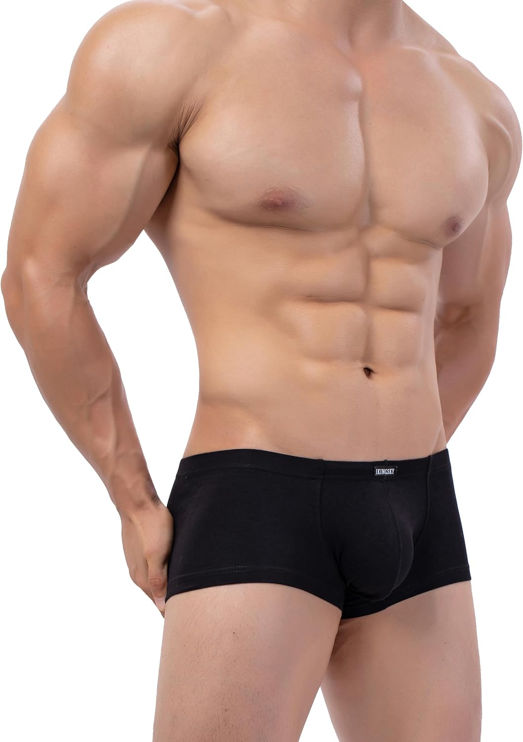 iKingsky Men's Cotton Bulge Boxer Briefs Sexy Pouch Shorts Stretch Low Rise Trunks Under Panties for Men