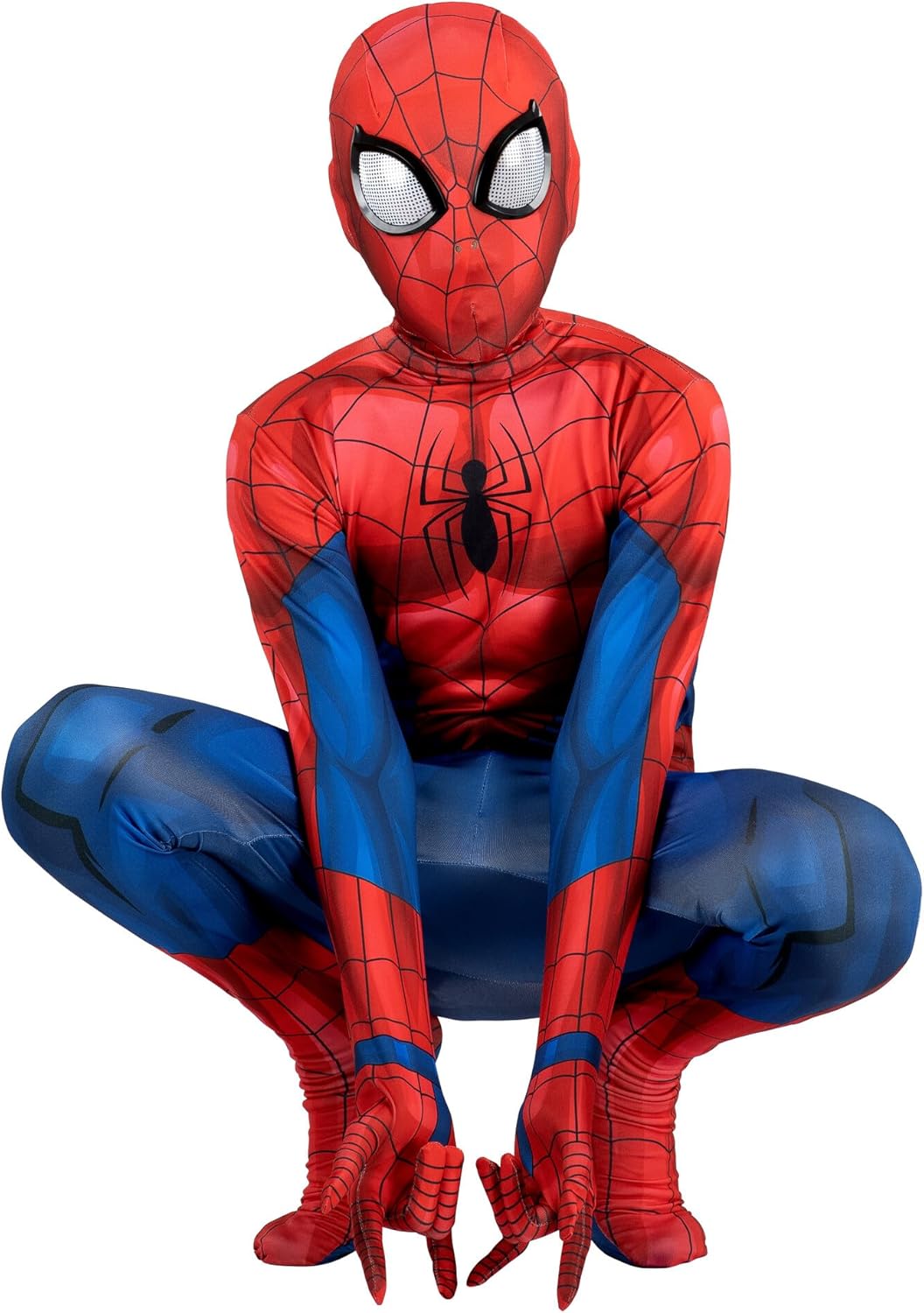 Marvel Spider-Man Official Youth Deluxe Zentai Costume - Deluxe Two-Way Stretch Spandex with Invisible Zippers and Wrist Openings for Added Convenience Multi