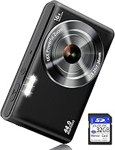 Digital Camera Cheap, UIKICON 4K 44MP Kids Camera with 32GB SD Card, 2.4 Inch Point and Shoot Camera with 16X Digital Zoom, Compact Camera for Kids Teens Boys Girls Adults Students Seniors (Black)