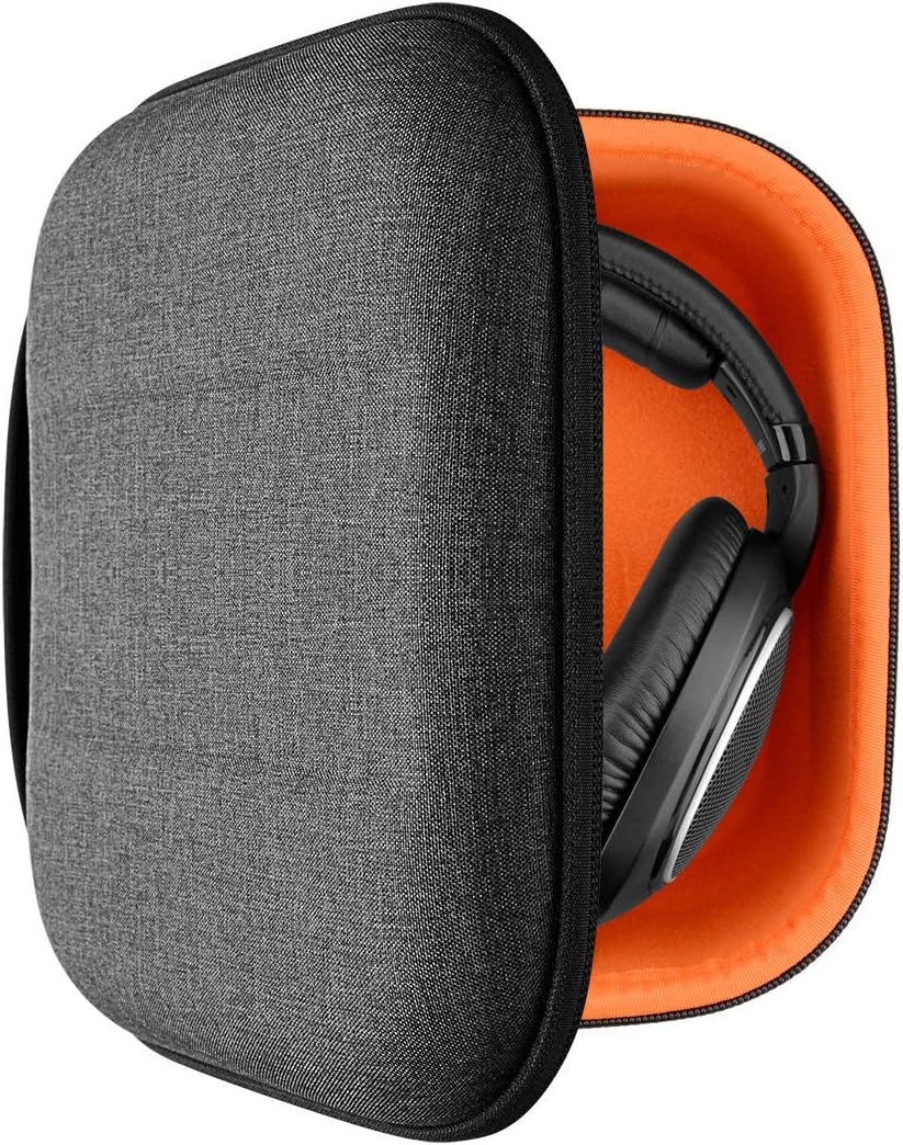 Geekria Shield Headphones Case Compatible with Sennheiser HD400PRO, HD 560S, HD598, HD 599SE, HD280PRO, HD 600 Case, Replacement Hard Shell Travel Carrying Bag with Cable Storage (Dark Grey)