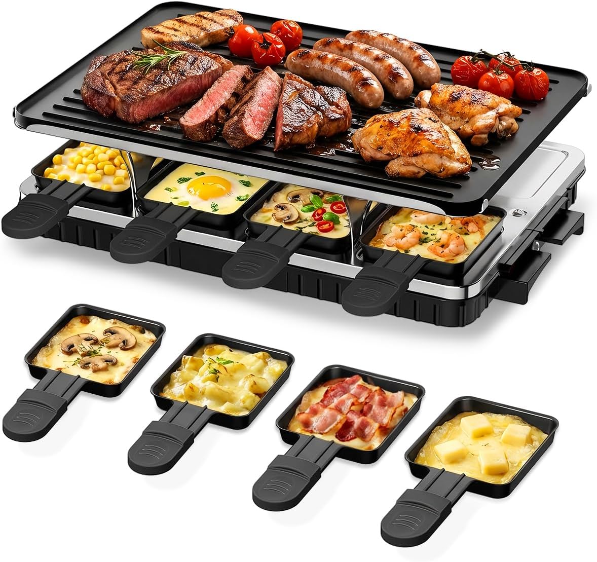 HBN Raclette Table Grill, 2-in-1 Korean BBQ Grill & Electric Griddle, 1300W
