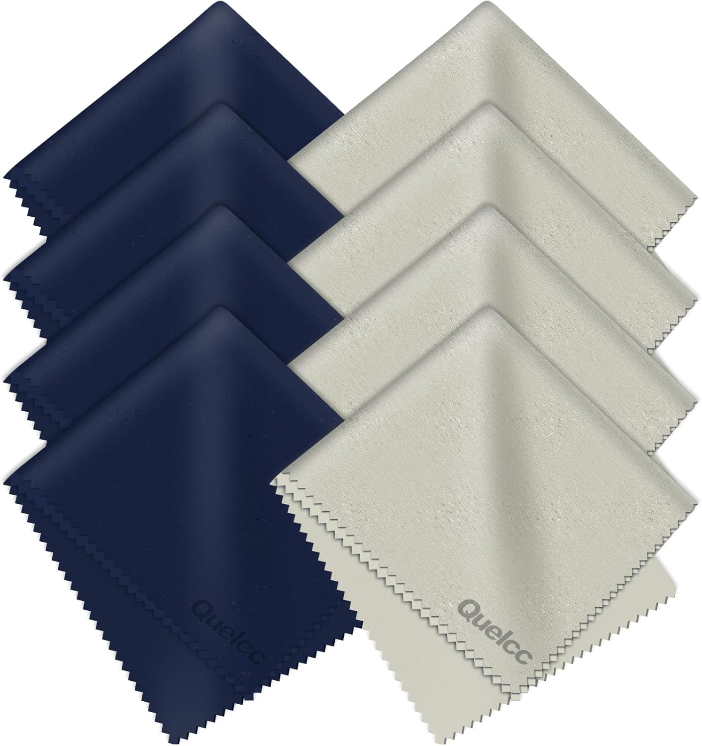 Quelcc 8 pcs Glasses Cleaning Cloth, Sustainable Microfibre Cleaning Cloth, Lint Free and Ultra Fine Cleaning Cloths, for Lens, Eyeglasses, Screens, Tablets, Glasses(4 Blue + 4 Grey)