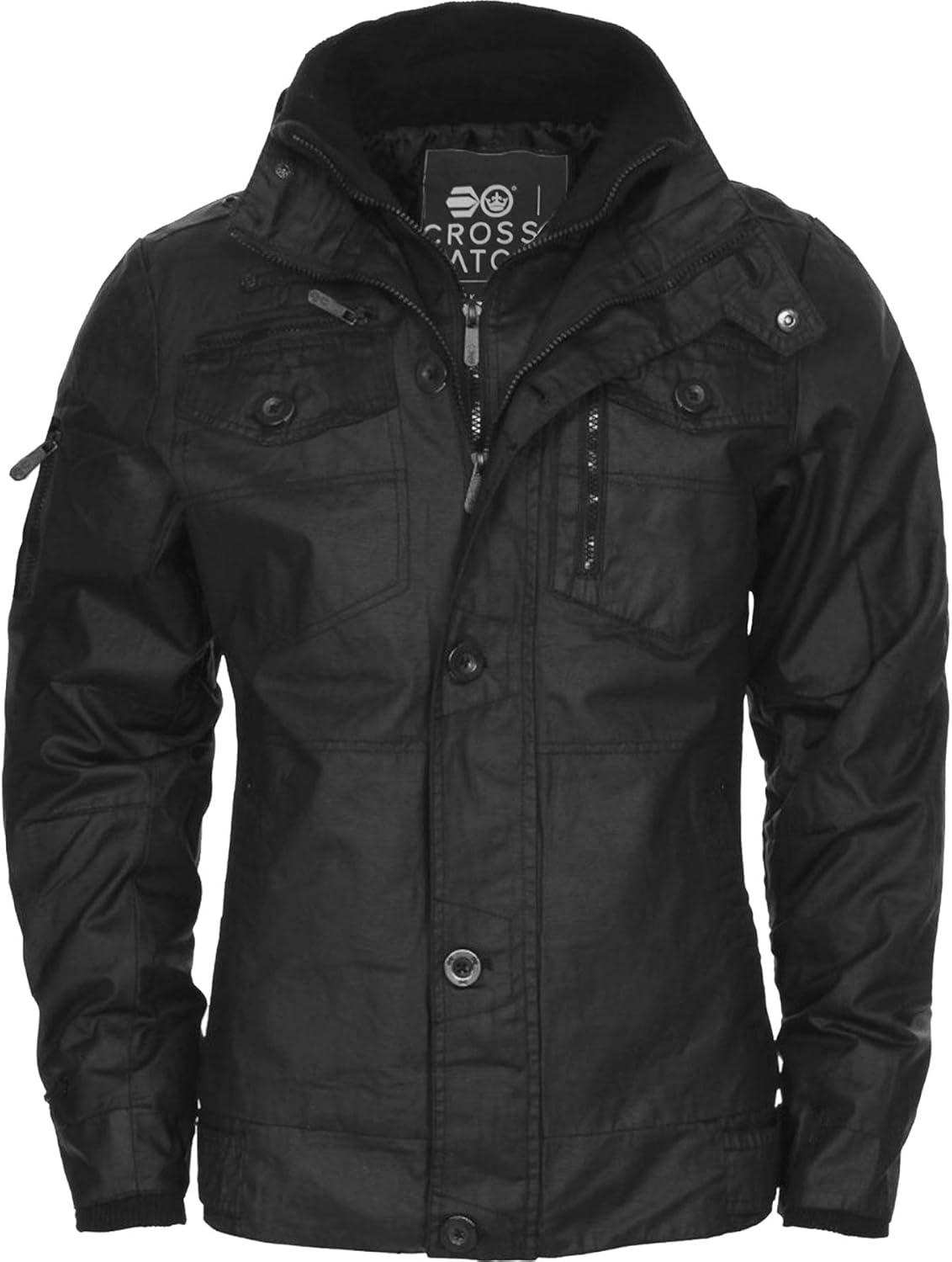 Crosshatch New Mens Full Zip Warm Jacket Padded Double Layer Button Winter Coat