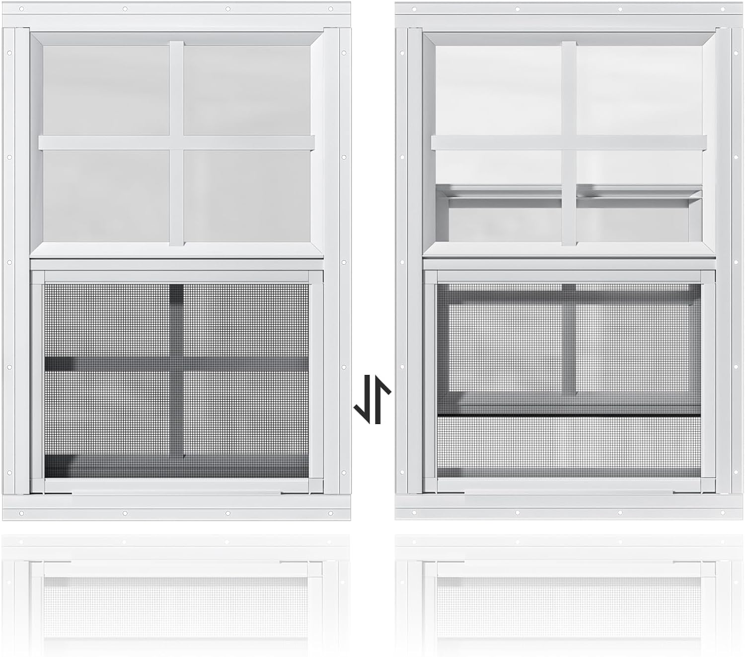 WRISIN 2 Pack Shed Windows 12" W x 18" H Flush Mount, White Household Windows for Playhouses, Barns, Chicken Coop