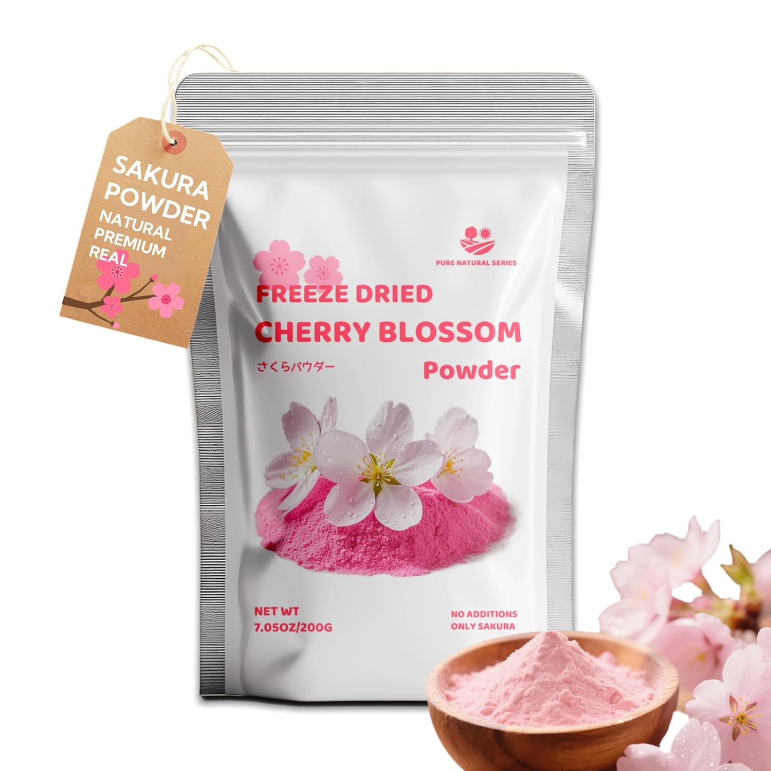 Premium Original Cherry Blossom Powder 7.05oz/200g,Pure Natural Spring Season Cherry Blossom No Additives,for Baking and Cooking