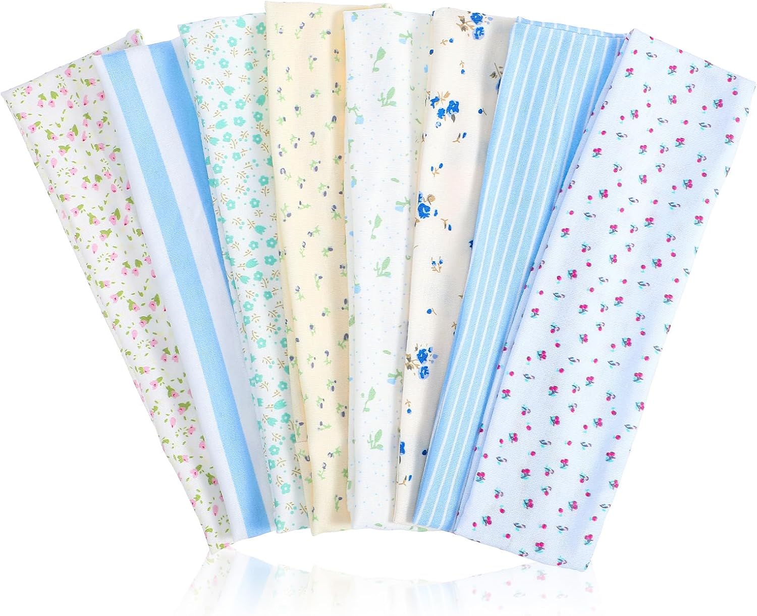 8pcs Floral Headbands for Women, Non Slip Elastic Floral Hairbands, Fashion Wide Headband, Soft Fabric Stripe Head Bands for Women Hair Accessories