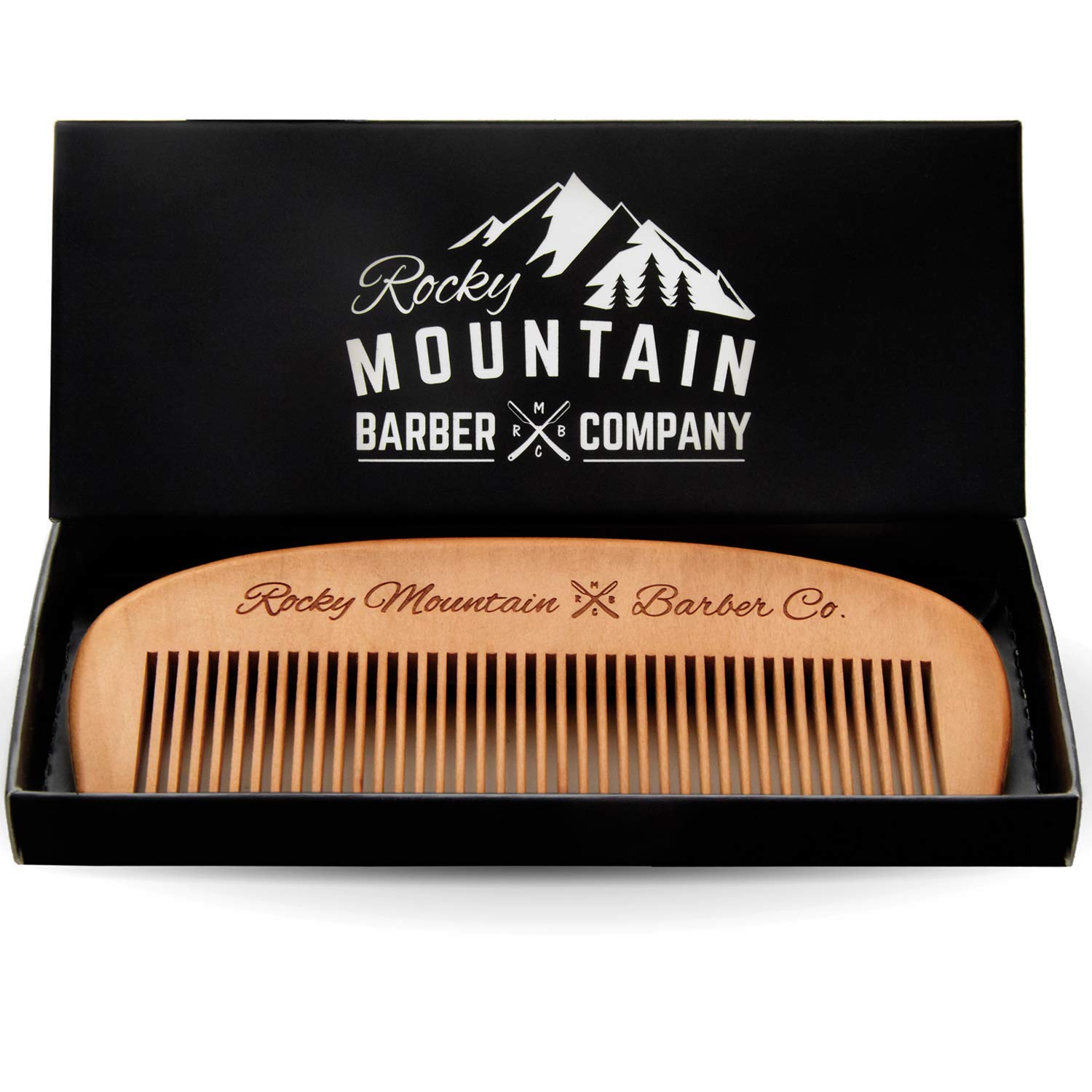 Hair Comb - Wood with Anti-Static & No Snag Handmade Brush for Beard, Head Hair, Mustache with Design in Gift Box