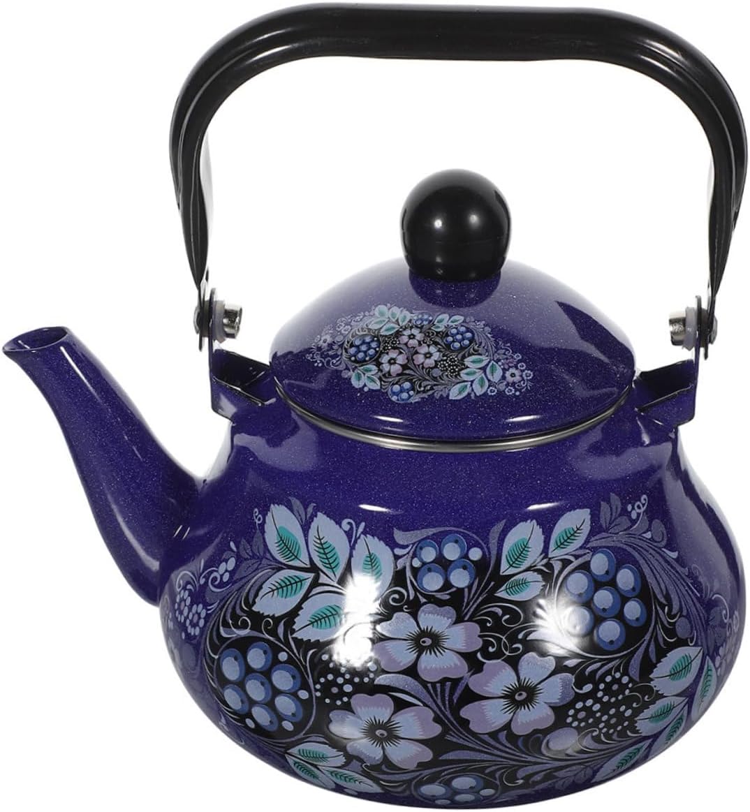 BIUDECO Enamel Teapot Vintage Design Decorative Kettle for Stovetop for Kitchen Camping and Office Use and Heat Resistant Water Pot