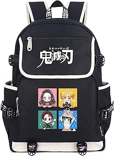 Roffatide Anime Demon Slayer Kamado Tanjirou Kamado Nezuko Laptop Backpack with USB Charging Port