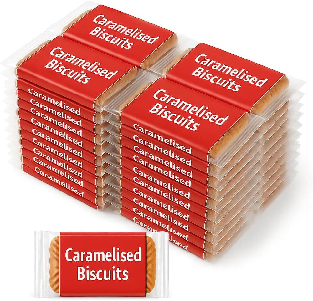 Individually Wrapped "Welcome" Caramelised Biscuits - Original Caramelised Flavor, Single Packaged (Pack of 100)