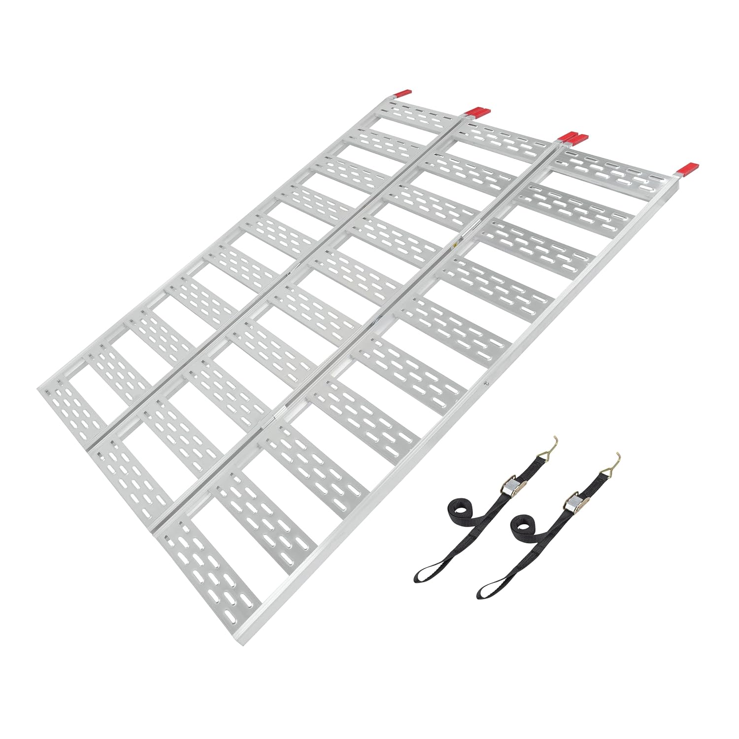 CargoSmart Aluminum Tri-Fold Ramp with Treads, 1 Pack — 1,500lb Capacity/500lb per Section, 50” W x 76” L — Easily and Safely Load or Unload Push Mowers, Garden Tillers, ATVs and More