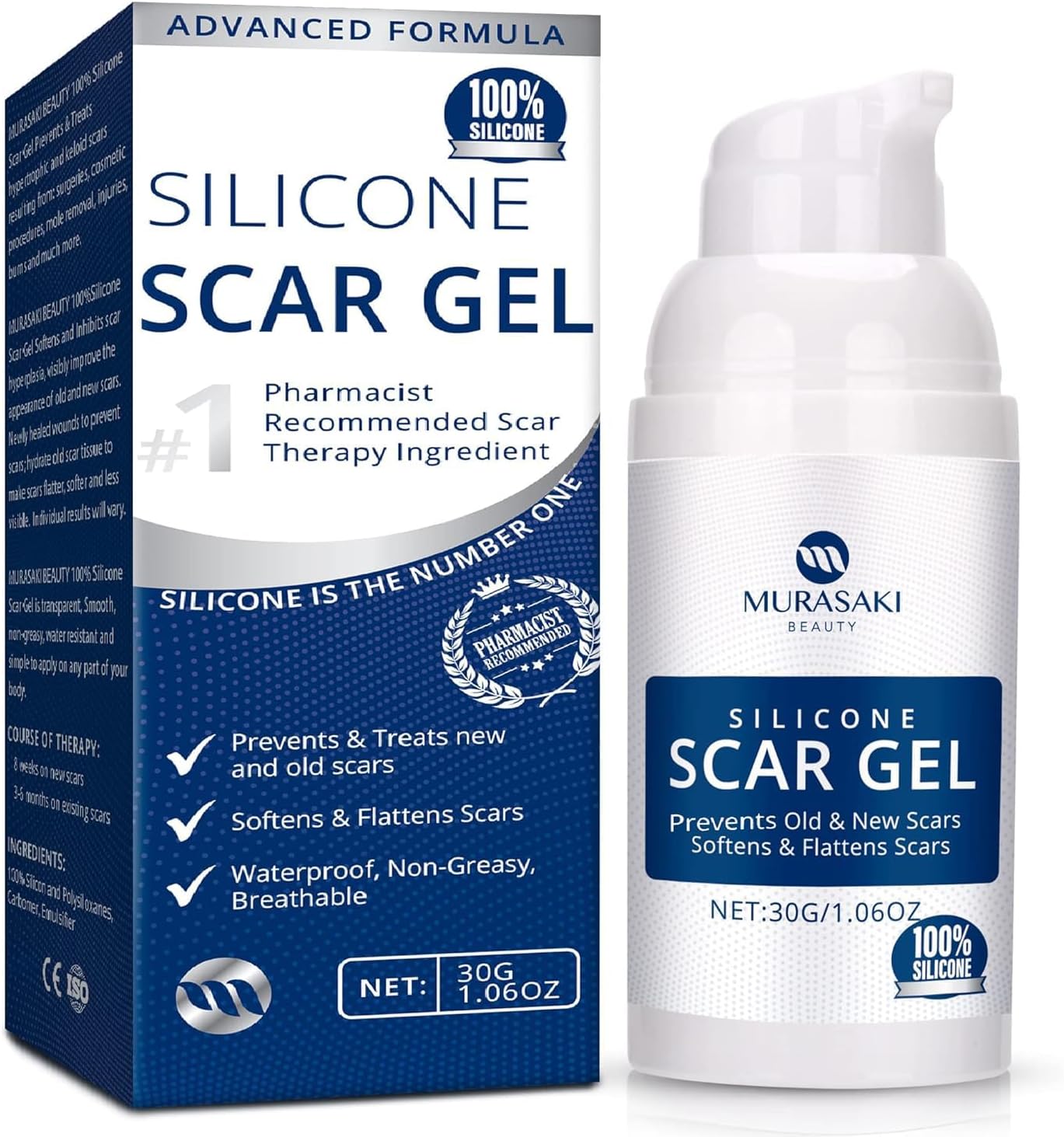 Silicone Scar Gel 30g Scar Cream,Scar Removal,Scar Treatment, Scar Removal Cream for C-Section, Stretch Marks, Acne, Surgery, Effective for Both Old and New Scars