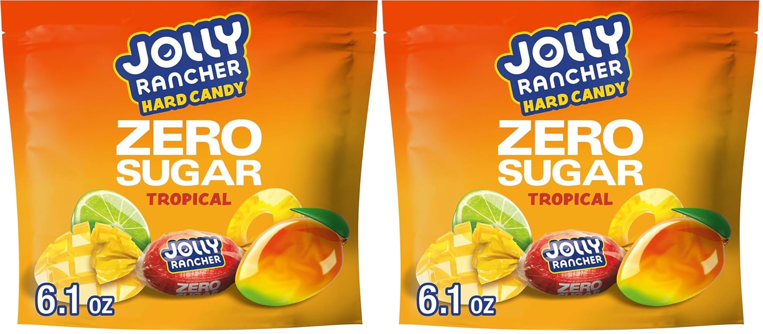 JOLLY RANCHER Zero Sugar Tropical Fruit Flavored Hard Candy Bag, 6.1 oz (Pack of 2)
