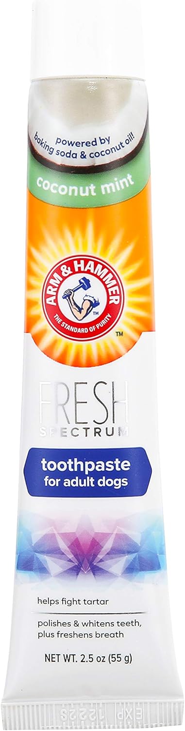 ARM & HAMMER Fresh Spectrum Coconut Mint Dog Toothpaste, 55g, Best Dental Care for Dogs, Dog Enzyme Toothpaste with Coconut Oil, Removes Plaque & Tartar, Freshens Breath, Easy to Use Pet Oral Hygiene