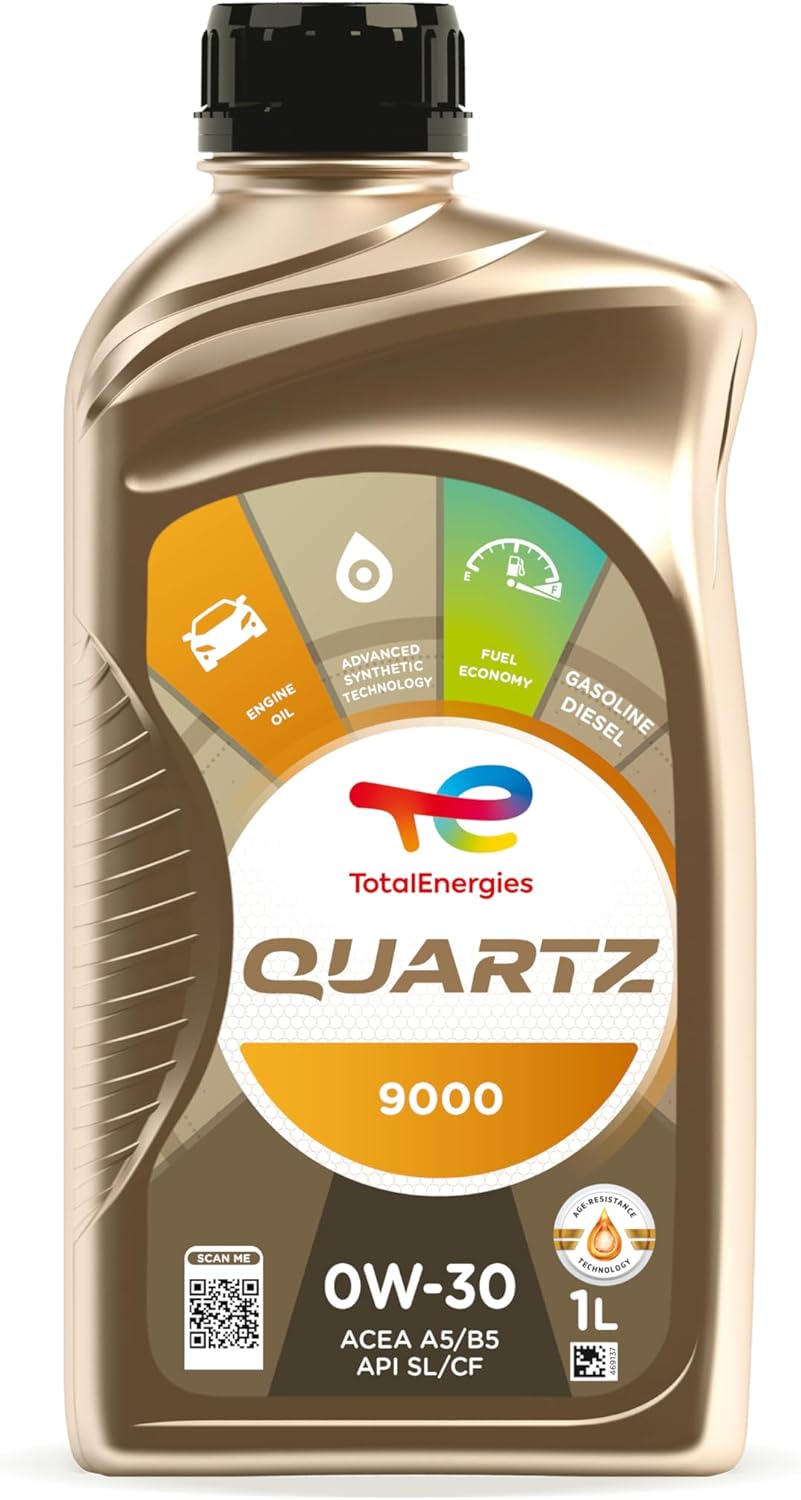 TotalEnergies QUARTZ 9000 0W30 Car Motor Oil - ACEA A5/B5, A7/B7, API SL - Premium Synthetic Engine Oil -1L