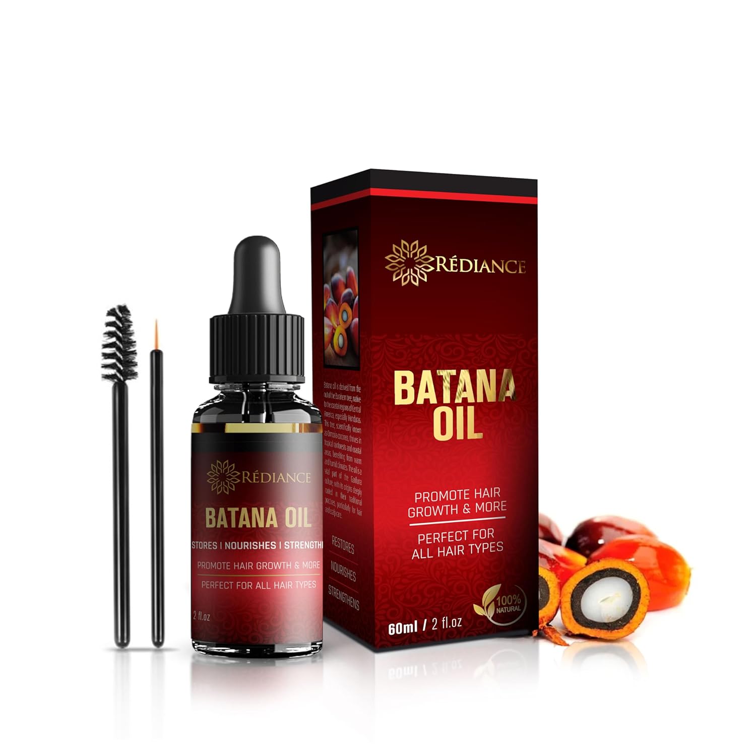 100% Pure Batana Oil for Hair Growth | Organic, Cold-Pressed, Deep Nourishing Hair & Scalp Treatment | Moisturizes & Strengthens Hair (2 fl oz - For Men & Women)