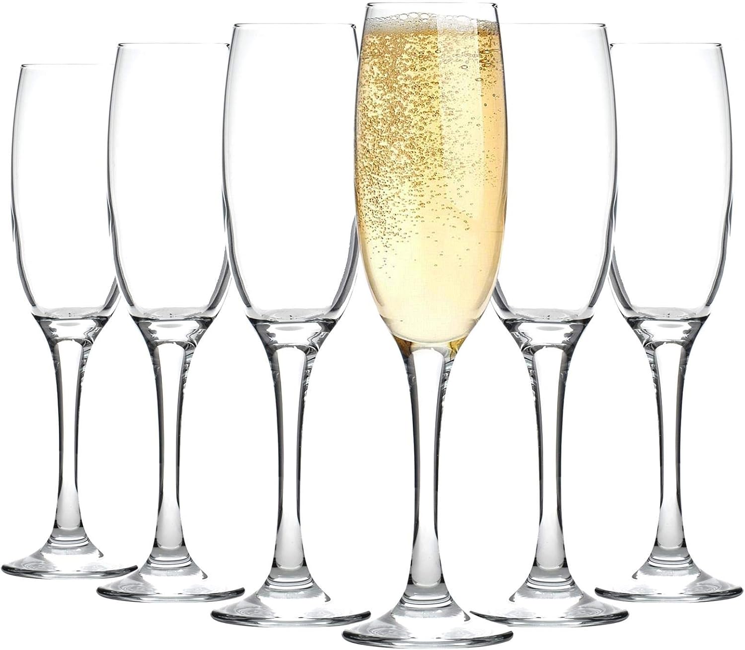 Argon Tableware 6X 220ml Champagne Flutes - Classic Range - Modern Style Dishwasher Safe Celebration Glass Drinking Flutes for Champagne, Prosecco, Sparkling Wine