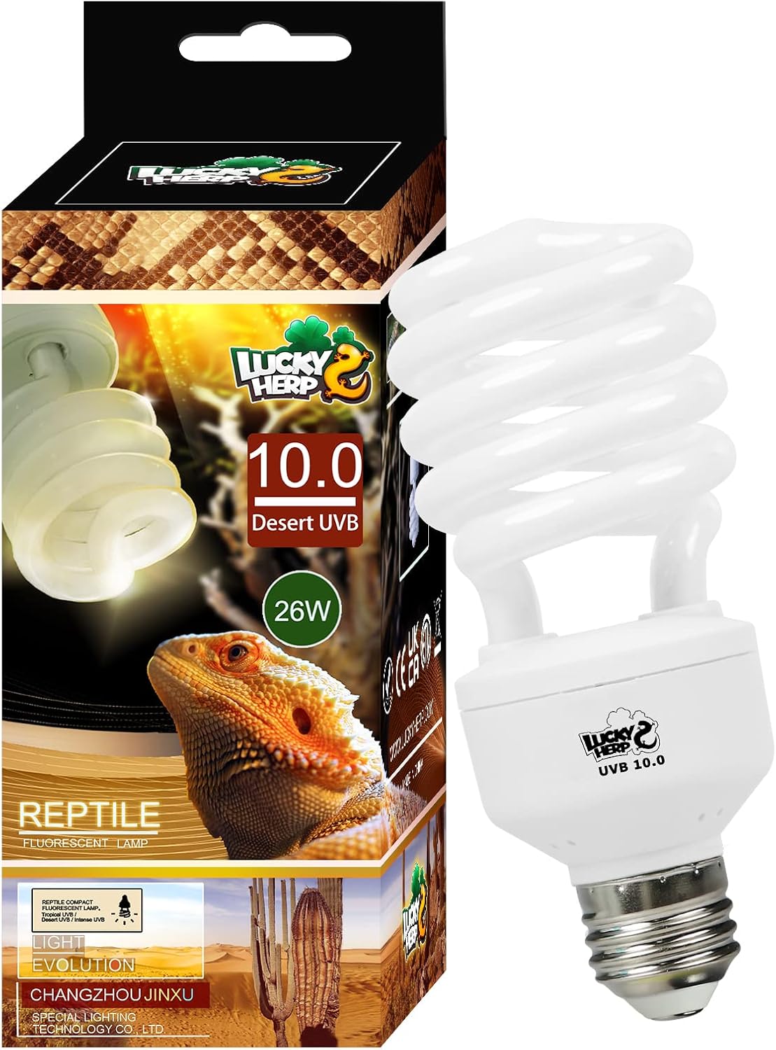 LUCKY HERP Desert UVA UVB Reptile Light Bulb 10.0 26W Compact Fluorescent Lamp