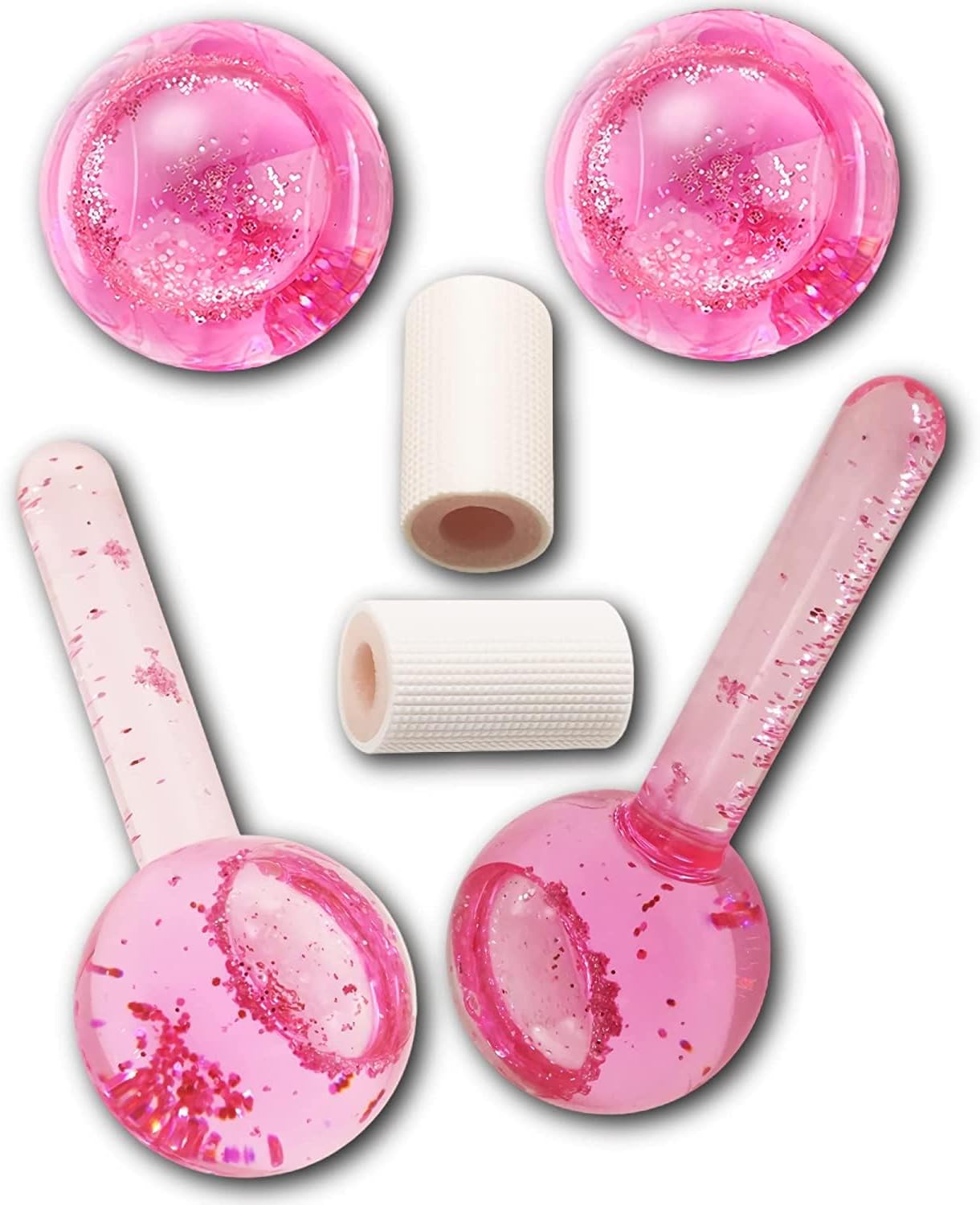 Lazzybeauty Ice Globes for Facial Cooling - 2 PCS Set for Eye & Neck, Cold Glass Ice Roller Ball, Cryo Sticks Face Globes, Tighten Skin, Reduce Puffiness and Dark Circles, Enhance Circulation