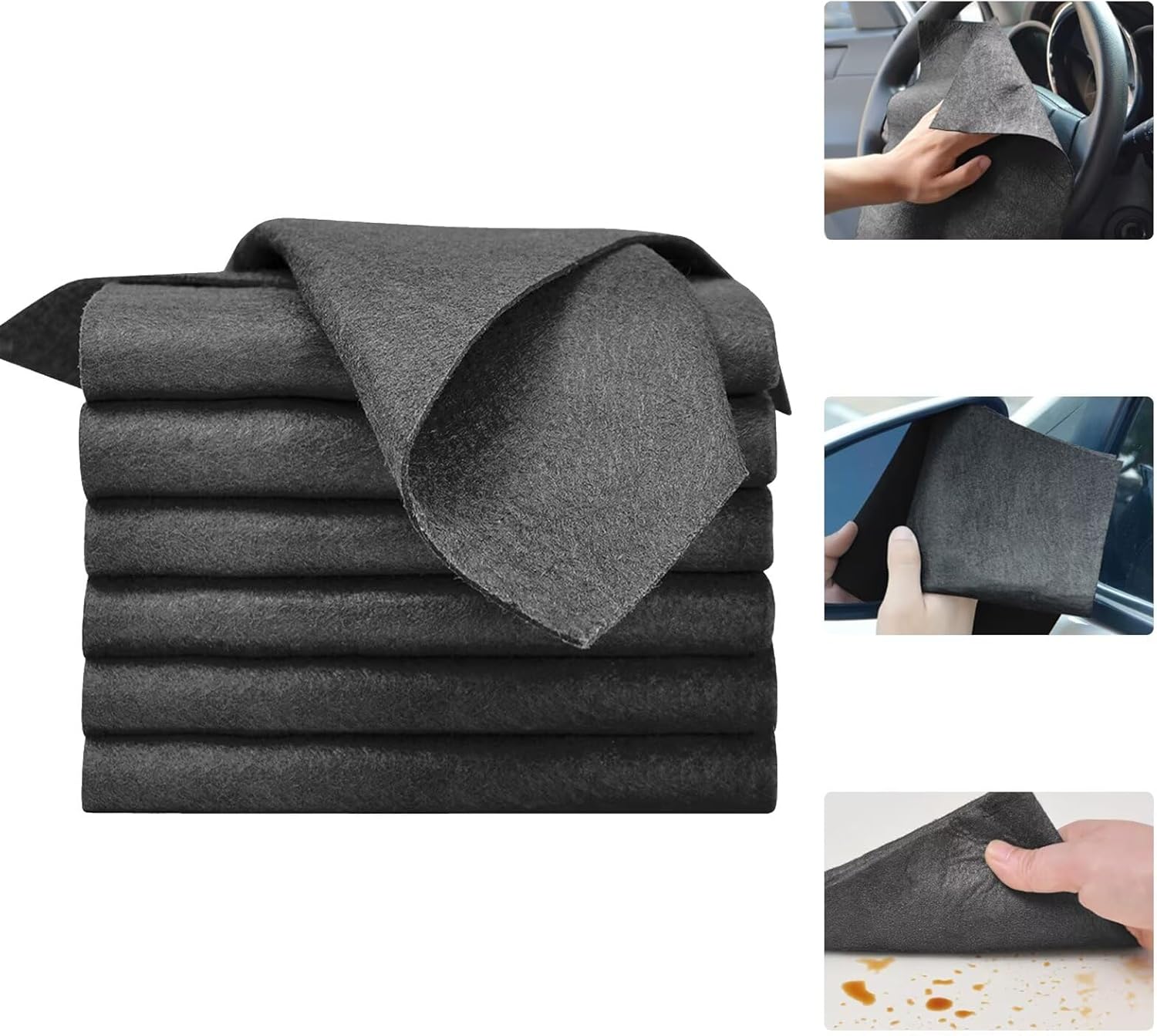 ZOCONE 6 Pcs Thickened Window Cleaning Cloths, 30x30CM Microfiber Glass Cleaning Rag Reuseable Cloths to Clean Surfaces Mirror Glass, Large Cleaning Cloth for Dusting Cars Kitchen (Dark Grey)