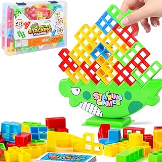 48 Pcs Tetra Tower Game, Balance Stacking Blocks Board Games for Kids & Adults, 2 Players Team Building Games Toy for Party Family Game Travel