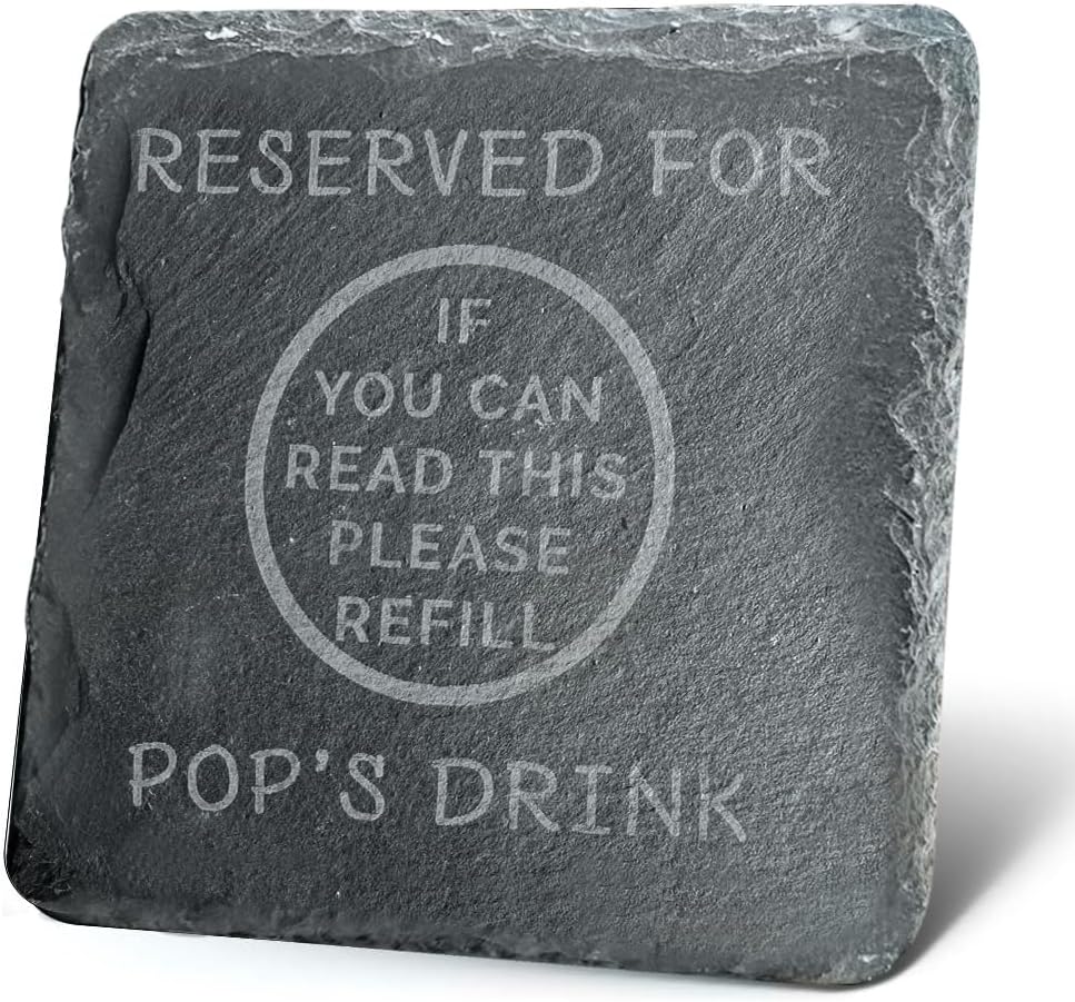 Pop Gift Coaster Pops Birthday Fathers Day Present Black Slate Drinks Coffee Cup Coaster Beer Coasters With Engraved Finish