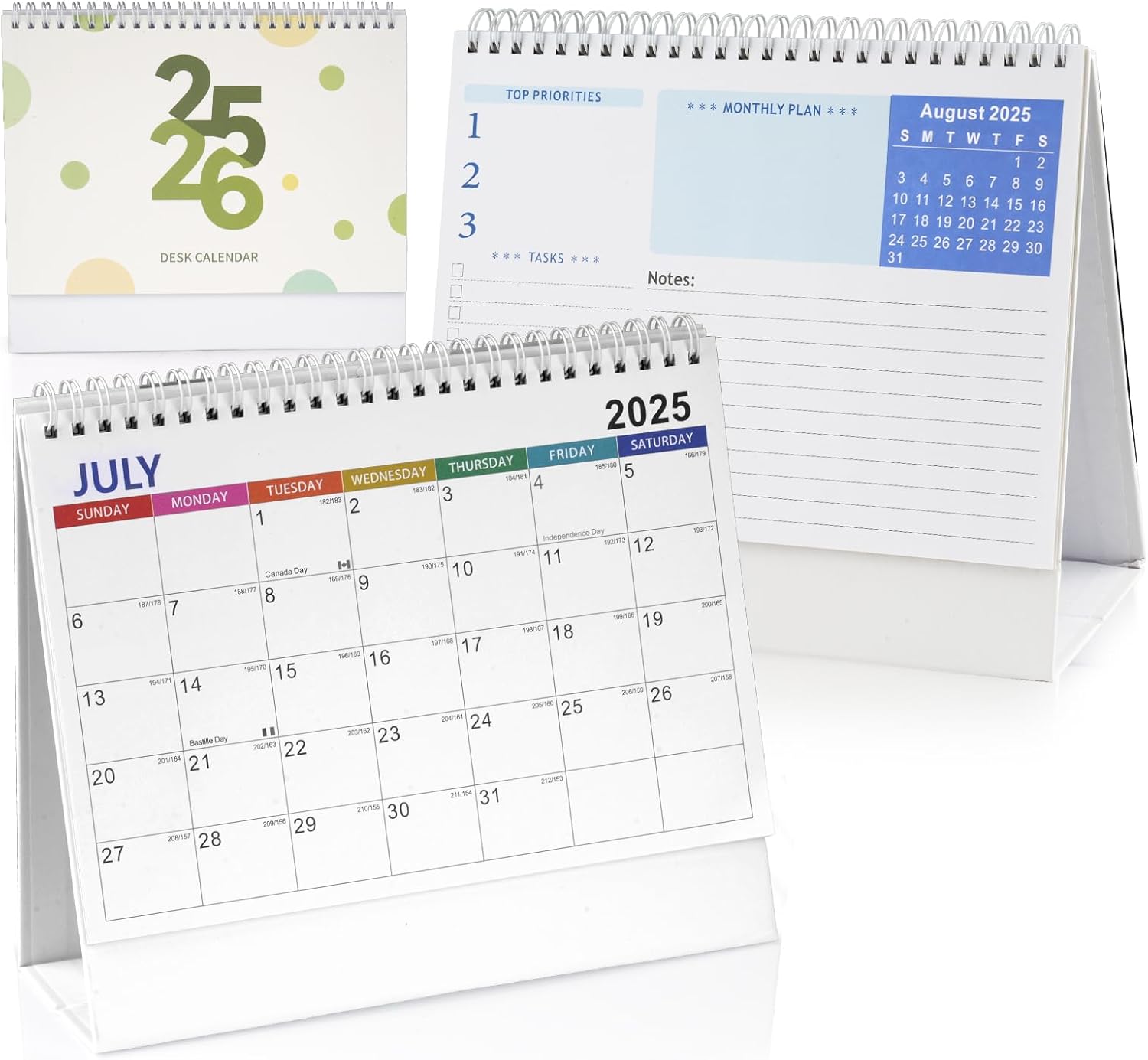 Desk Calendar 2025 uk, Runs July 2025 to June 2026, Academic Desktop Calendar, 2025 Desk Calender Monthly Standing Flip Desk Calendar Small for Family Planner Diary Starts on Sunday bigger A5