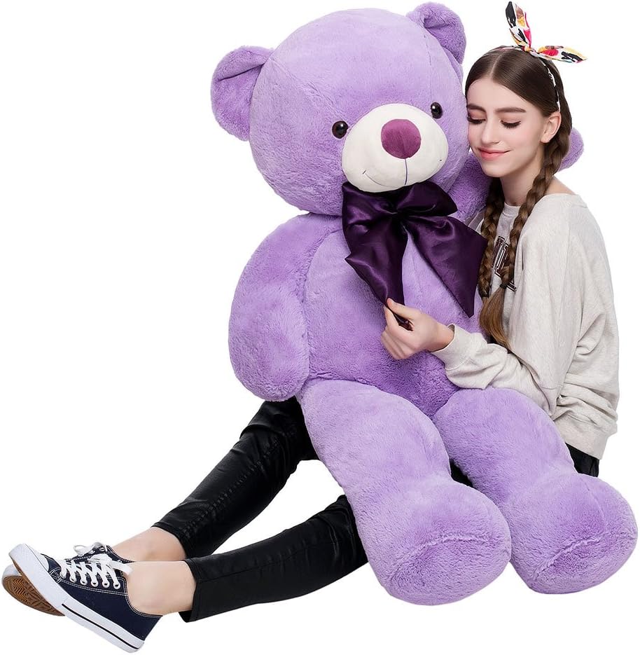 MaoGoLan Giant Purple Teddy Bear 47 inch Life Size Bear Stuffed Animal Plush Toy Valentines Bear for Girls Girlfriend Wife Children Teens