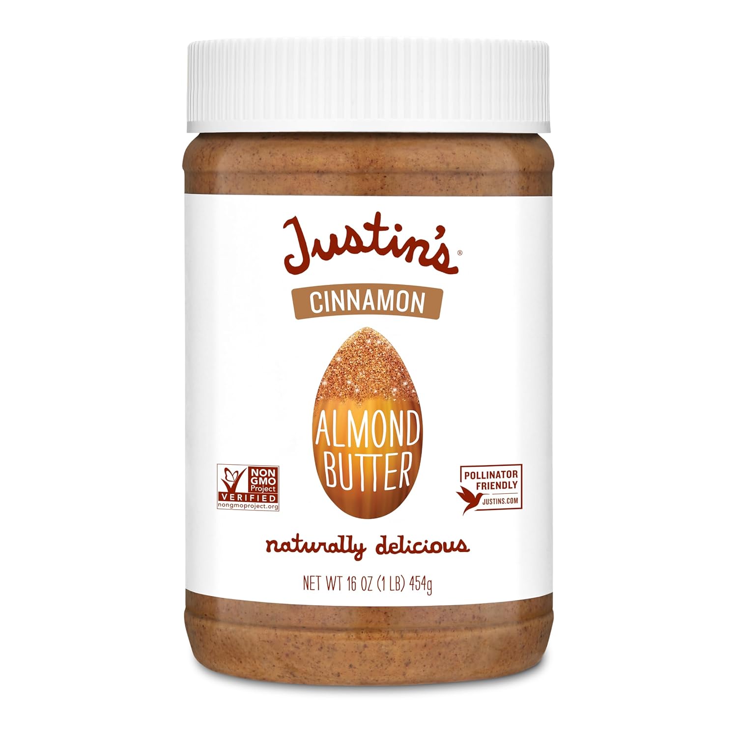 Justin's Cinnamon Almond Butter, No Stir, Gluten-free, Non-GMO, Responsibly Sourced, 16 Ounce Jar