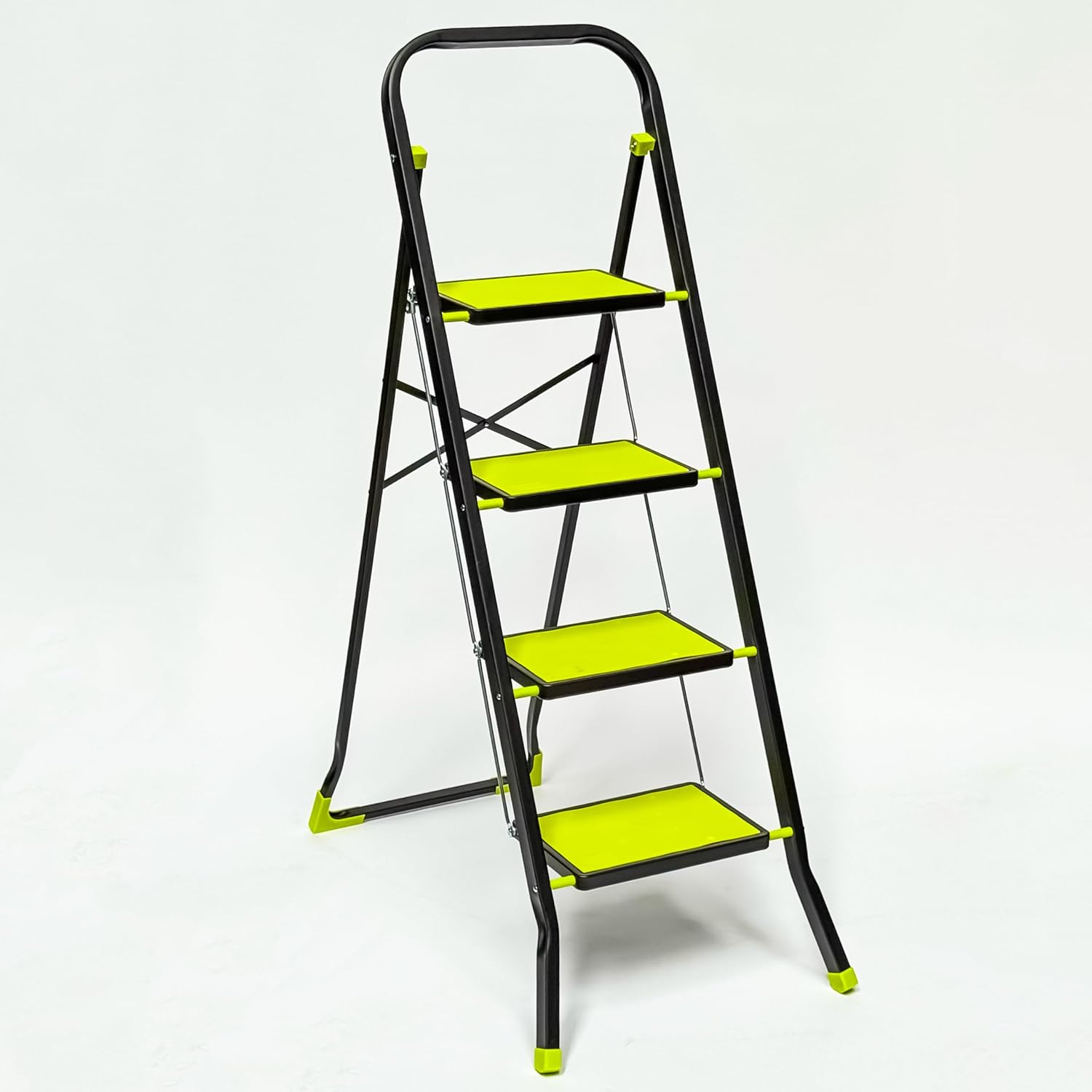 StepIt 4 Step Steel Ladder with Anti-Slip Feet - Folding Step Stool with Modern Design - Kitchen, Home & Garage Small Steps - 150kg Capacity - Space Saving Storage - Small Step Ladder