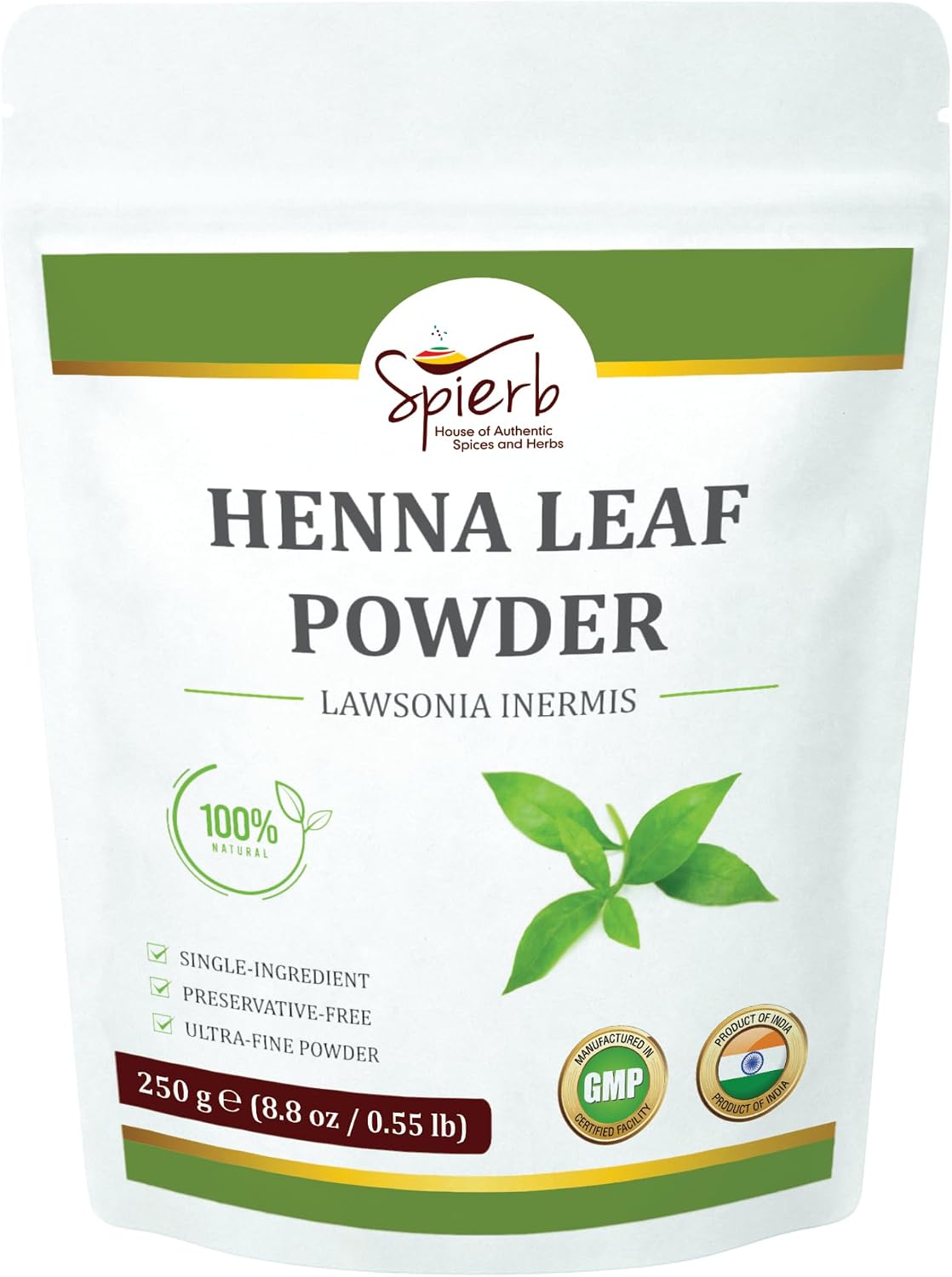 Spierb Henna Powder for Hair (250 g) | 100 % Natural Hair Dye | Use this Long Lasting Henna Hair Dye for Copper Red or Blend with Indigo powder for Dark Brown/Jet Black Hair Colour