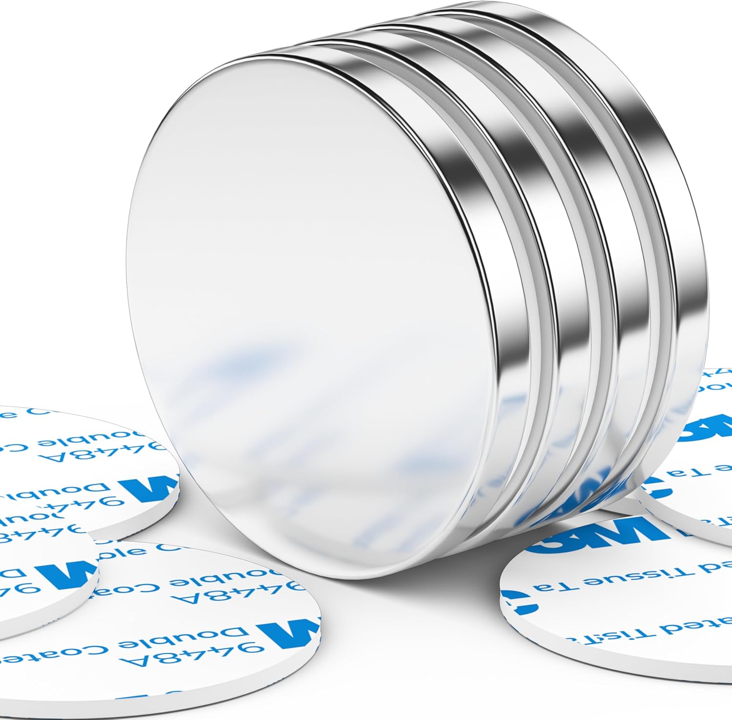 FINDMAG 4 Pack Magnets, Neodymium Magnets, Magnet with Double-Sided Adhesive, Permanent Rare Earth Fridge Magnet for Whiteboards, Building, Tools