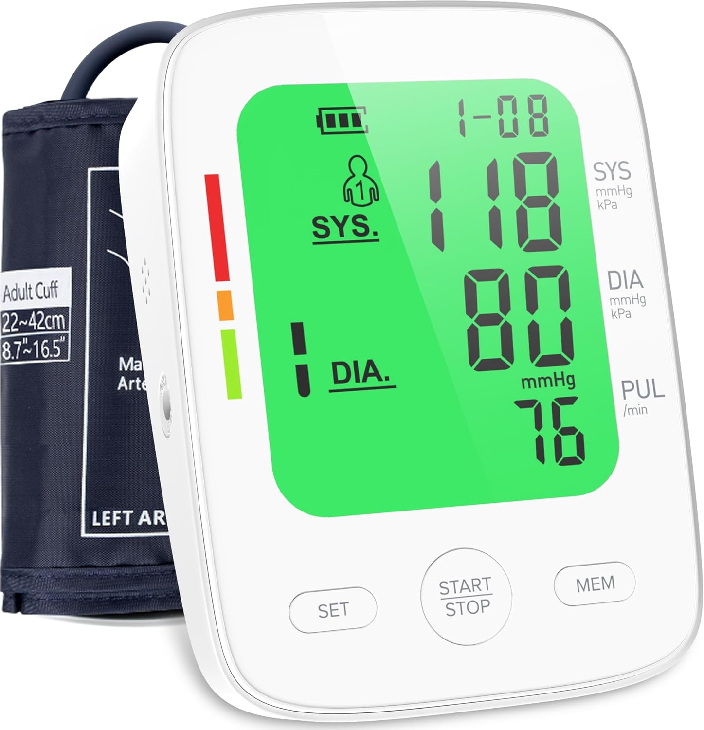 Medical Blood Pressure Machine for Home Use, Upper Arm 22-42cm Large Cuff Blood Pressure Monitors, LCD Digital Display | 2 * 99 Sets Memory | Heart Rate Monitor