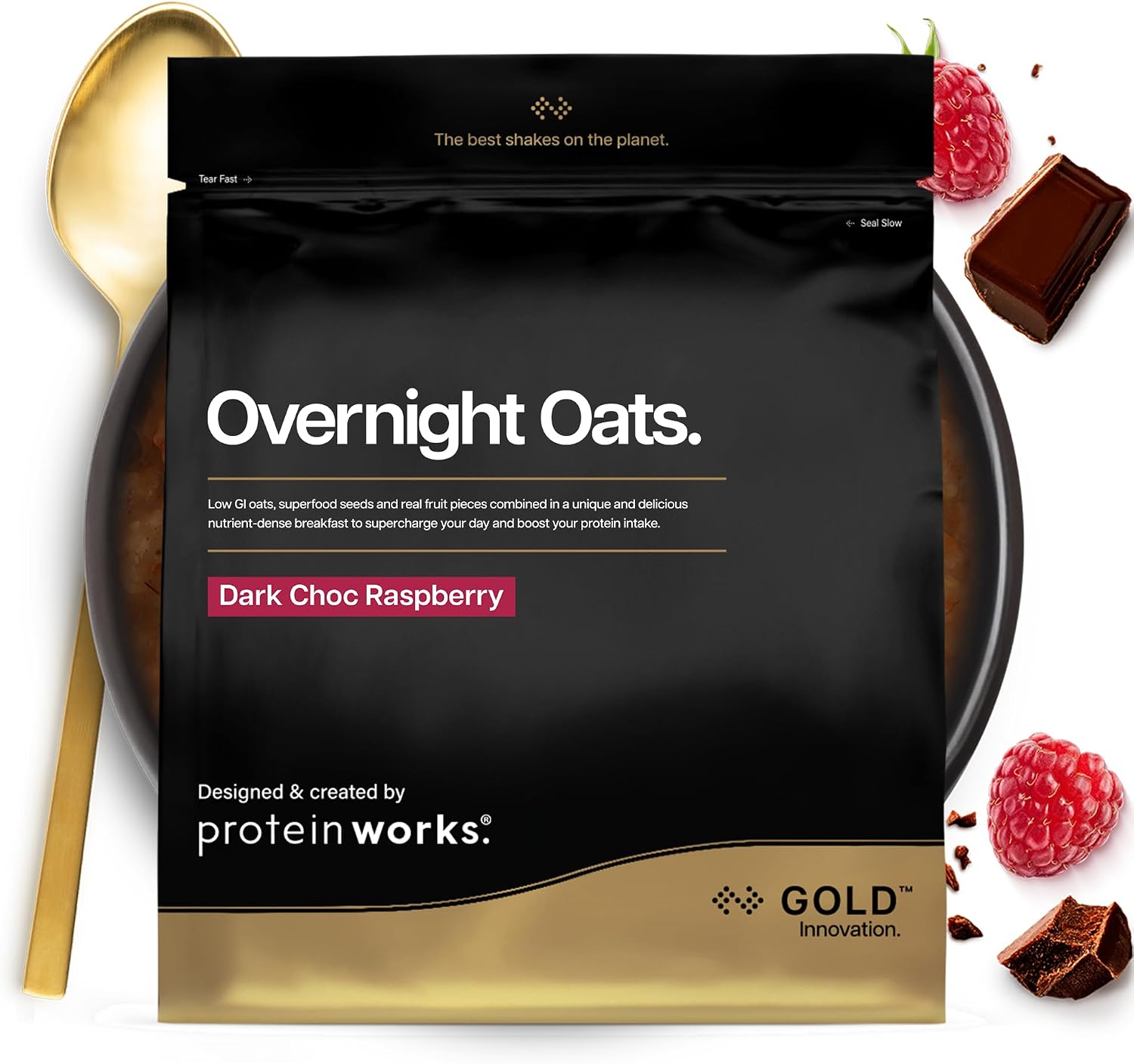 Protein Works | Overnight Oats - Gold, Dark Choc Raspberry, 1kg