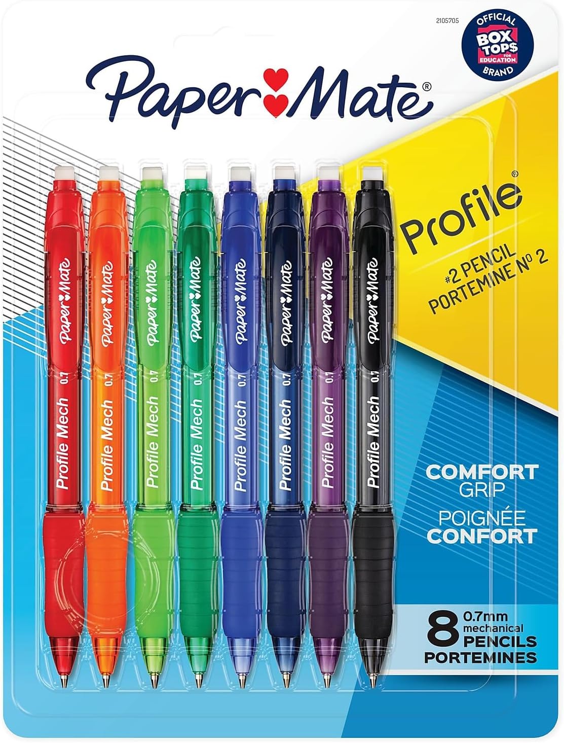 Paper Mate Profile Mech Mechanical Pencil 0.7mm #2 Pencil Lead Great for Office Supplies Classroom Supplies Drawing Pencils Sketching Pencils Assorted Barrel Colors 8 Count
