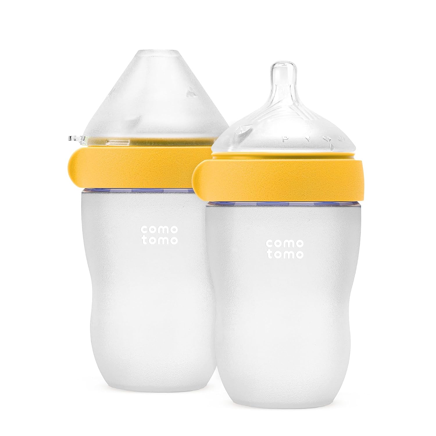 Comotomo (Gen 2) Silicone Baby Bottle, Yellow, 8oz, 2-Pack