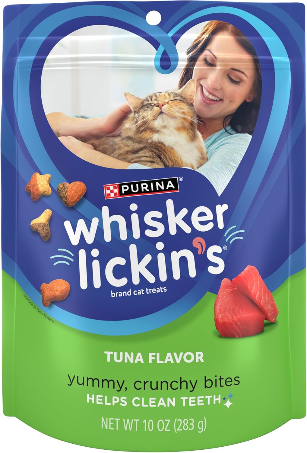 Purina Whisker Lickin's Cat Treats, Crunchy and Yummy Tuna Flavor - (Pack of 4) 10 oz. Pouches
