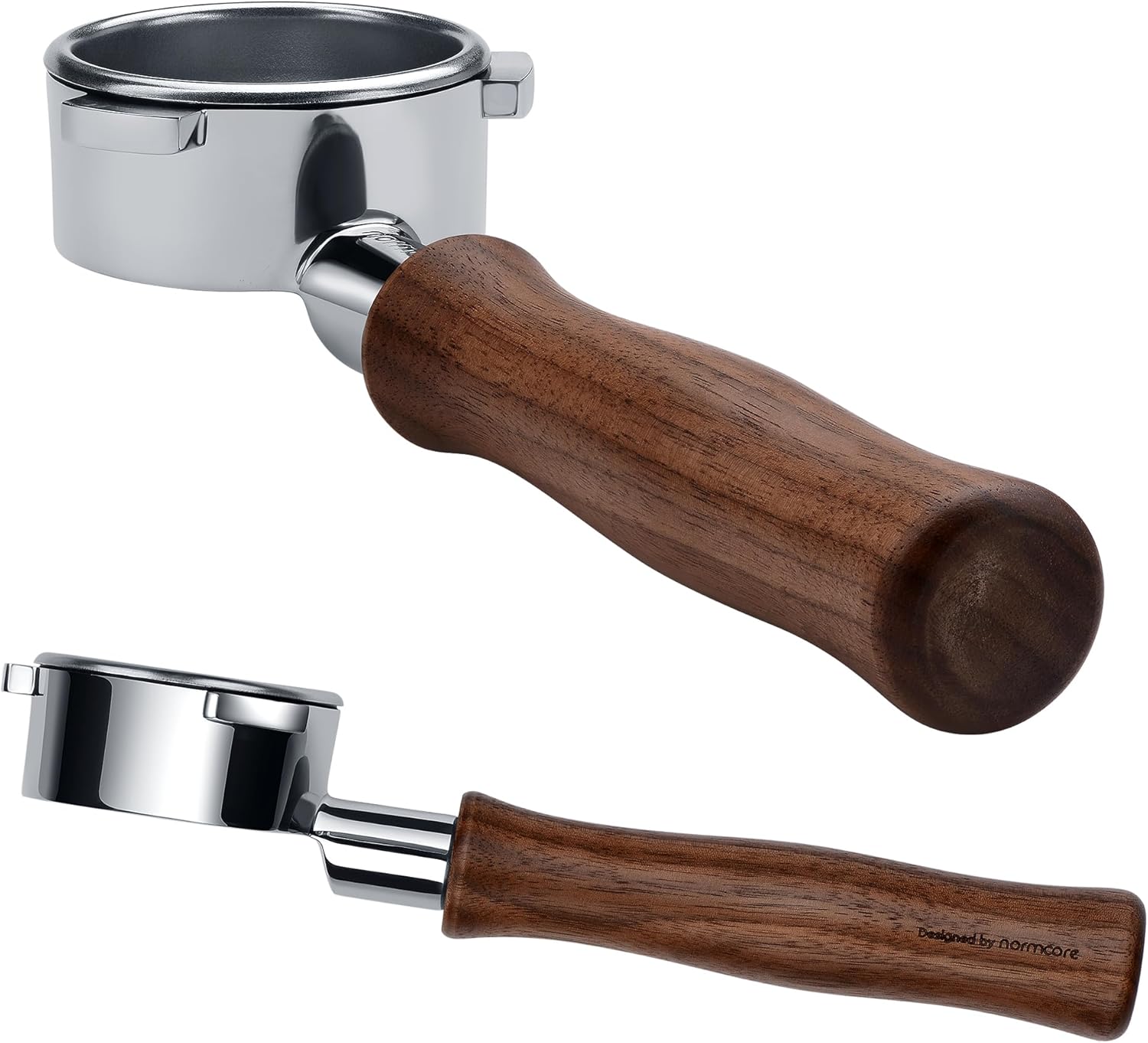 Normcore 54mm Bottomless Portafilter, Naked Portafilter Fits Breville Sage Barista Express Machines, 18g Filter Basket Included, Genuine American Walnut Handle