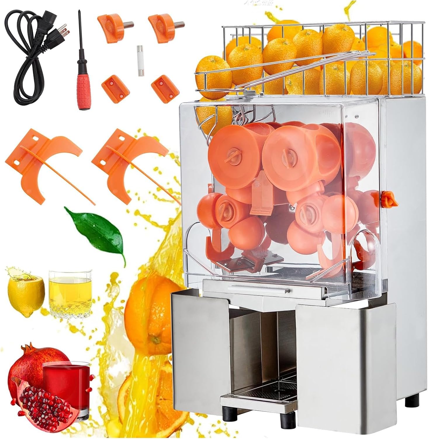 Commercial Juicer Machine, CuisinAid 110V 120W Orange Squeezer, Squeeze 22-30 Oranges per Minute, Electric Orange Juice Machine with 304 Stainless Steel, Easy to Clean, Safe ON/OFF Switch