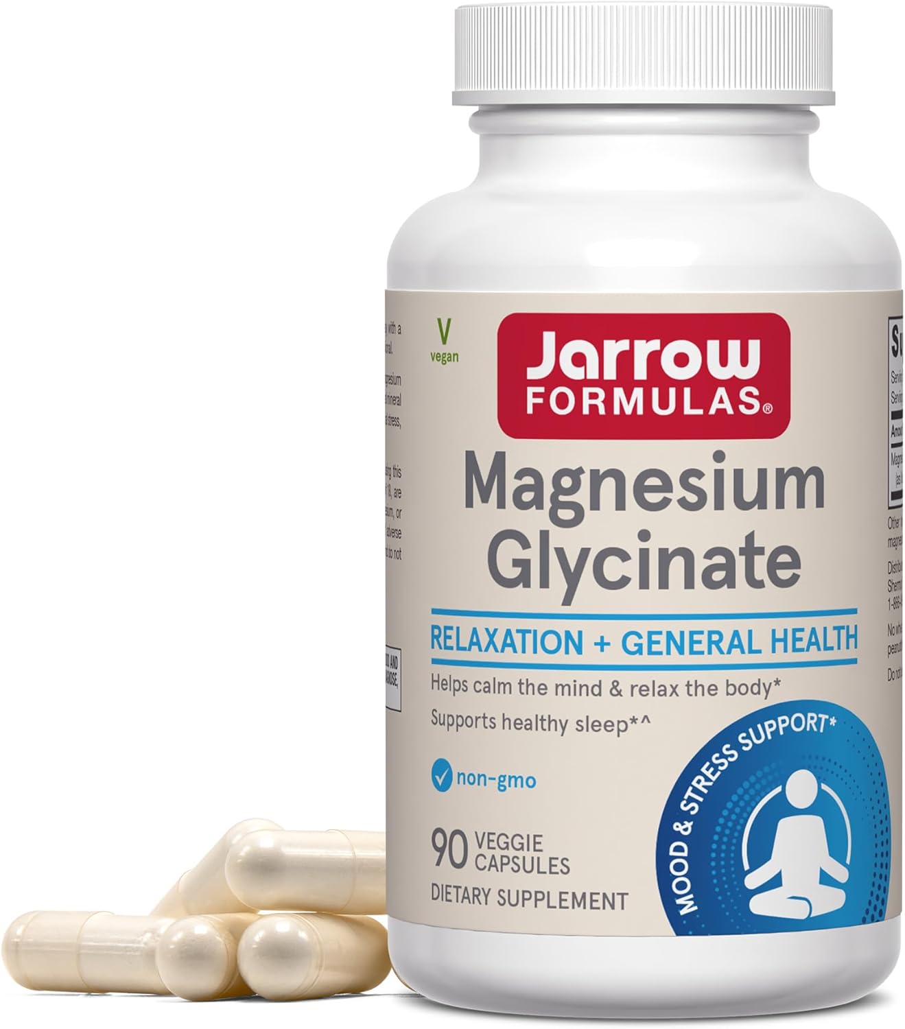 Jarrow Formulas Magnesium Glycinate Veggie Capsules - 360 mg Magnesium per Serving, Supports Relaxation and Healthy Sleep, 90 Count, 30 Day Supply