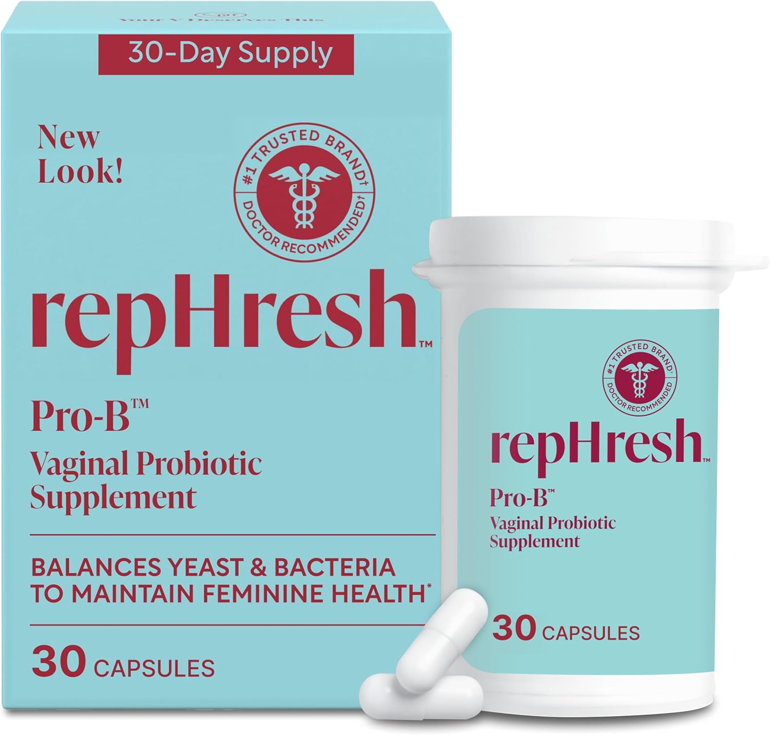 repHresh Pro-B Vaginal Probiotic Supplement for Women, Clinically Tested, 30 Capsules