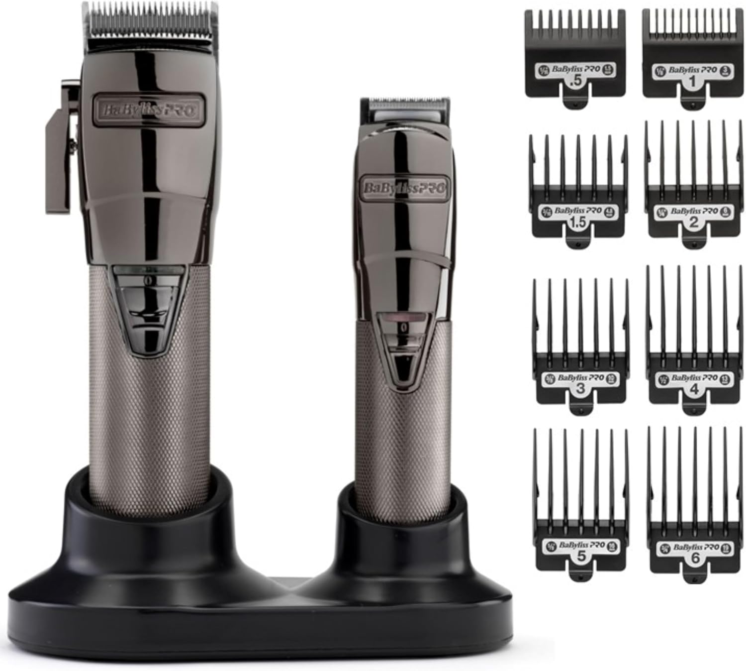BaBylissPRO Cordless Super Motor Hair Clipper and Trimmer, Professional Mens Grooming Set, Precision Japanese Steel Blades, 6 Guides Cutting Grades 1-6, BAB8705U, Black