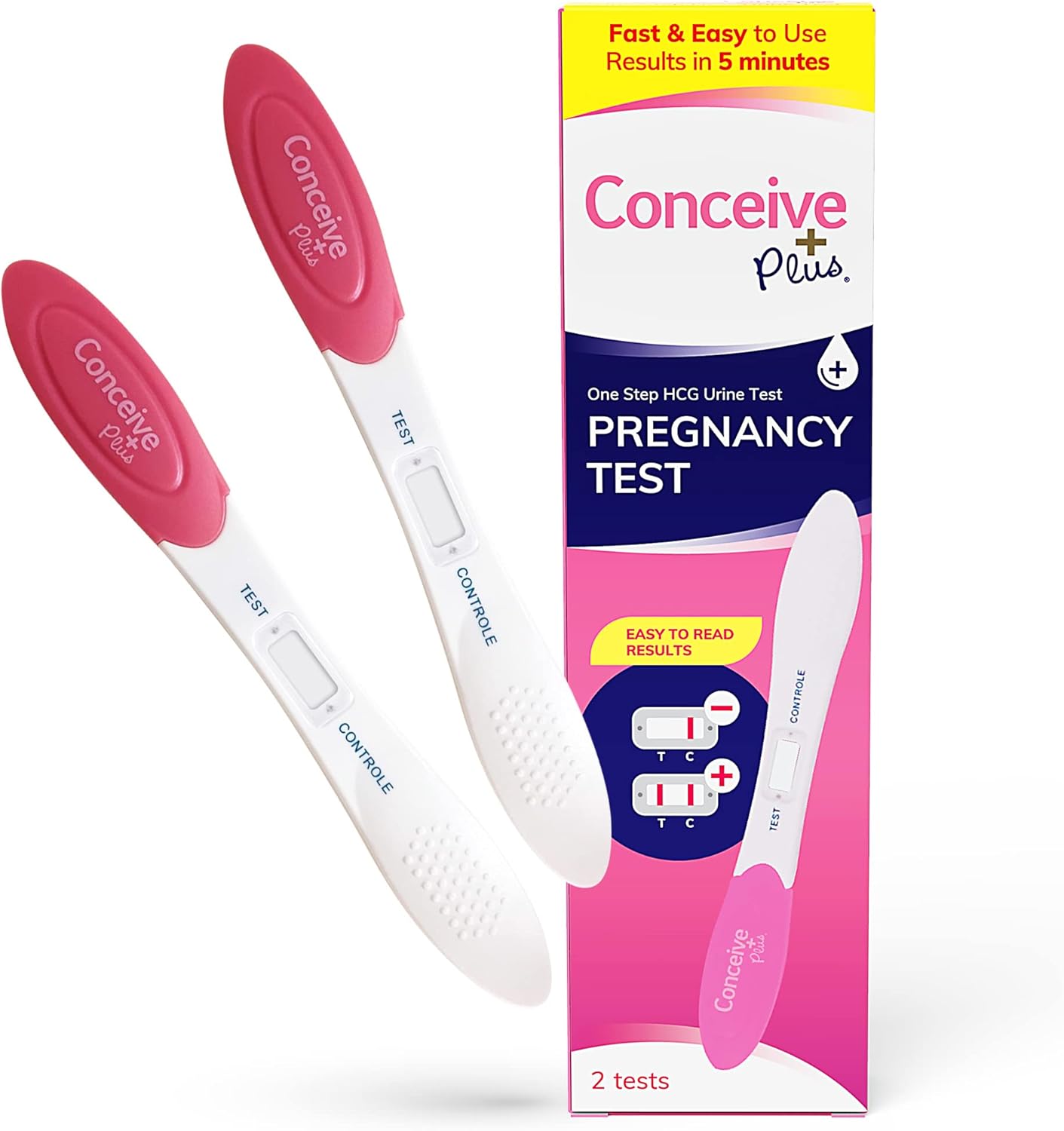 Conceive Plus Early Detection Midstream Pregnancy Test - HCG Pregnancy 6 Days Sooner - Easy to Use Discreet Pregnancy Test - Highly Sensitive 10 MIU - Rapid Results in 5 Minutes - 2 Tests