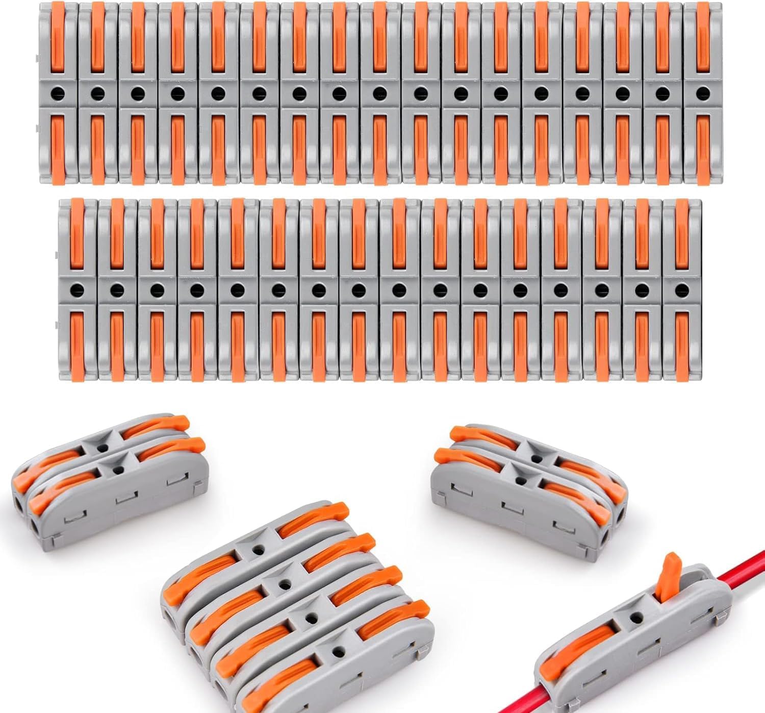 33 Pieces Quick Lever Electrical Connectors for Electric Domino and Electrical Terminals - Compatible with 6mm² Cables, Ducting and Waterproof Fittings
