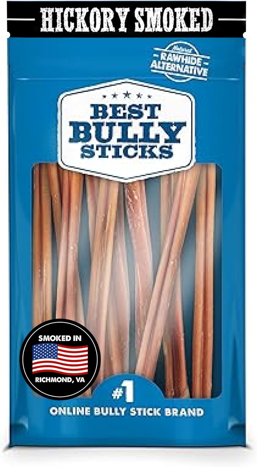 Best Bully Sticks Hickory Smoked Jumbo 12 Inch Bully Sticks - 10 Count (Pack of 1) - 100% Natural, Smoky, Grain and Odor-Free, No Additives