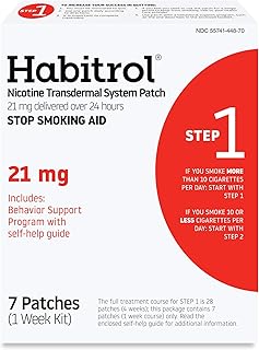 Habitrol Nicotine Transdermal System Patch - Stop Smoking Aid - Step 1 (21 mg), 7 Patches (1 Week Kit)