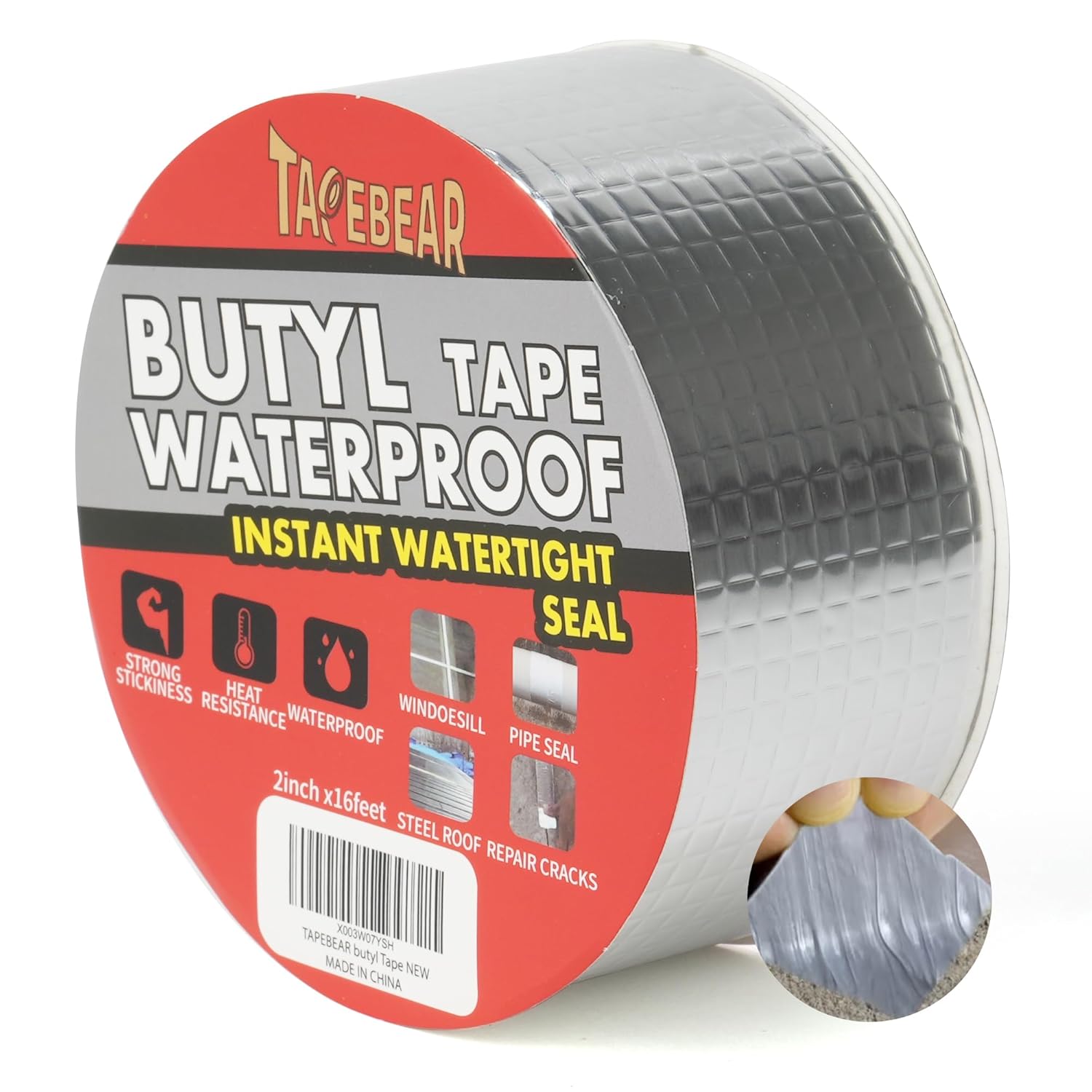 TAPEBEAR Butyl Tape Waterproof Sealing Tape 50mm x 5m, Upgraded Aluminum Foil Tape Heavy Duty for RV Repair, Awning, Window, Glass & EDPM Roof Leak Patching, Boat and Pipe Sealing, Silver