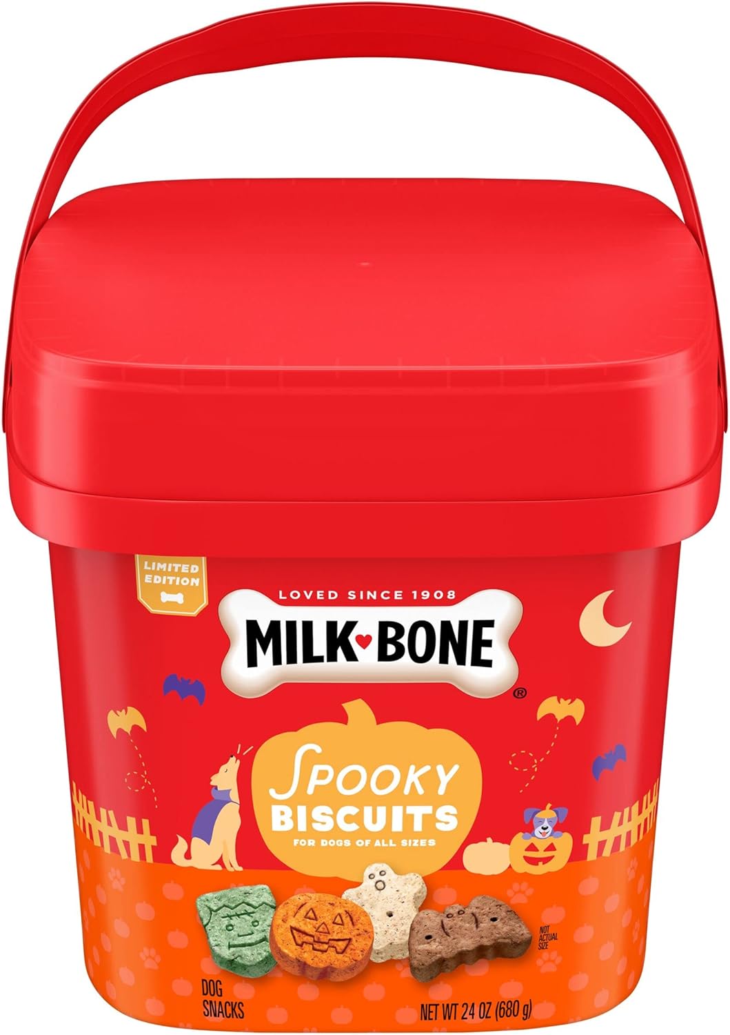 Milk-Bone Limited Edition Halloween Spooky Biscuit Dog Treats, 24 Ounce Pail