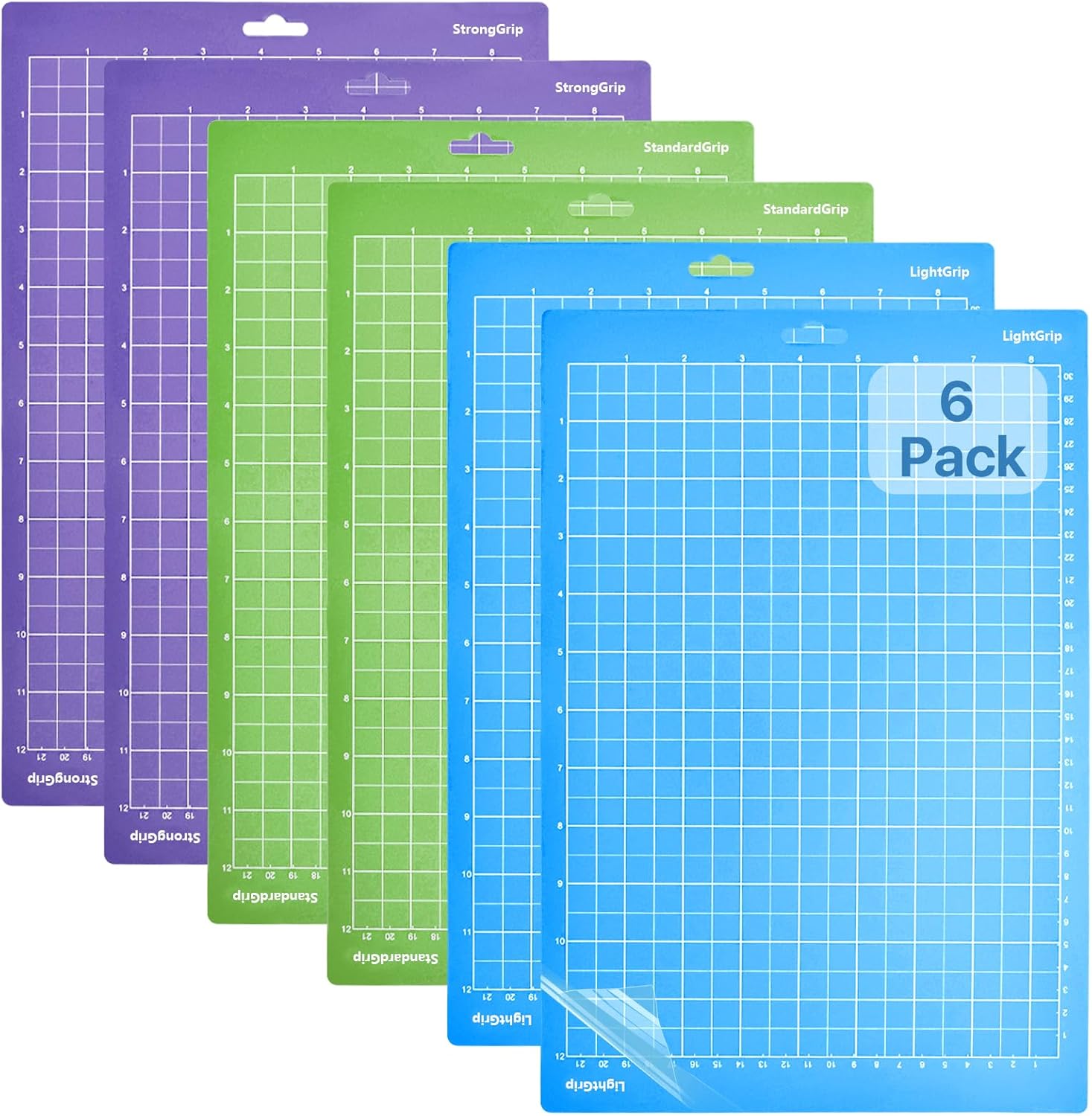 6 Pack Cutting Mat for Cricut Joy Xtra, 8.5x12in Adhesive Cutting mats for Craft, 2 Light Grip, 2 Standard Grip, 2 Strong Grip, Reusable Variety Craft Cutting Mats for Cricut Accessories
